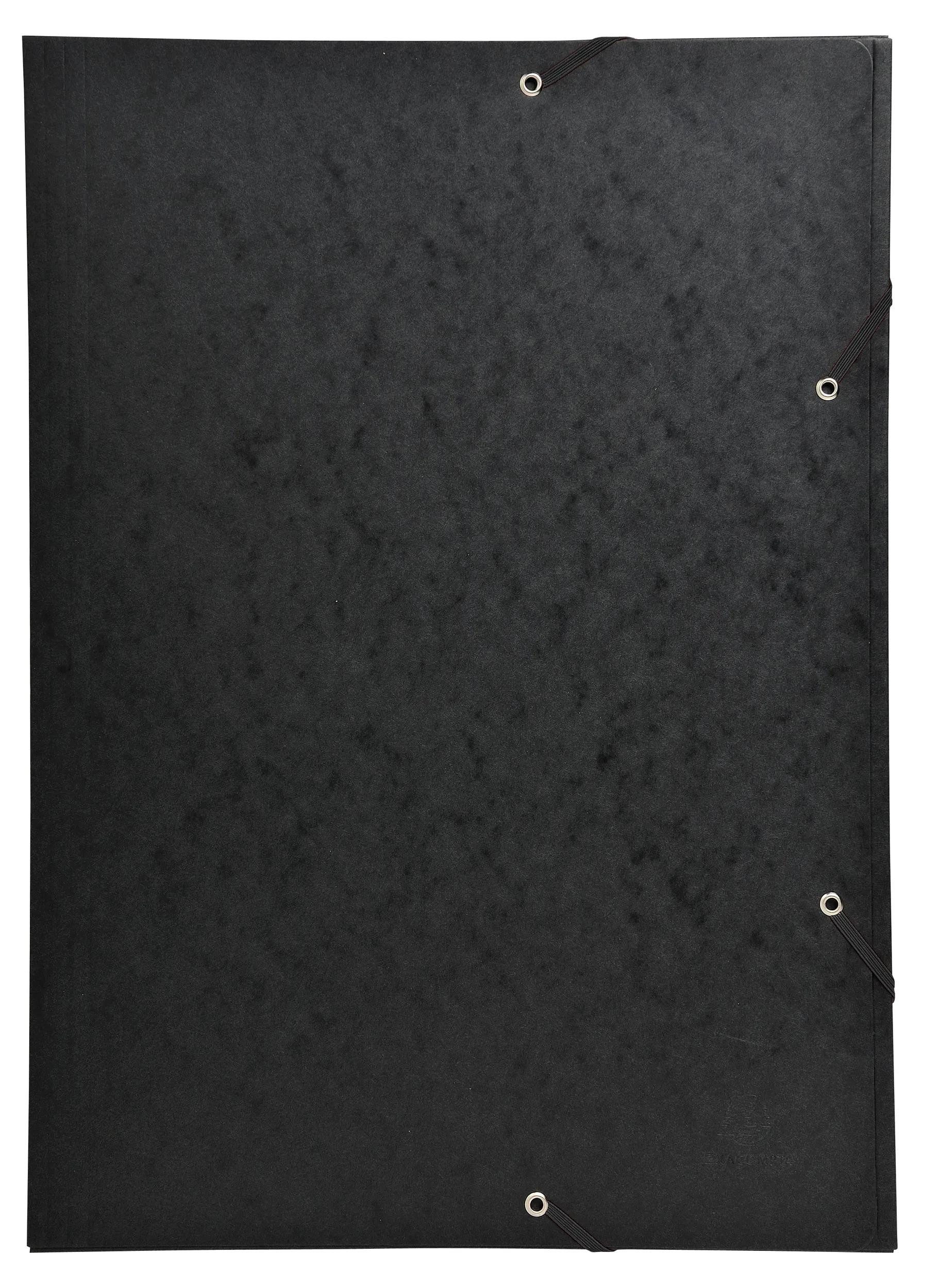Organisationsmappe 5x Sammelmappe + Gummizug 3 Klappen Karton 600g/qm A3 Schwarz 59502E