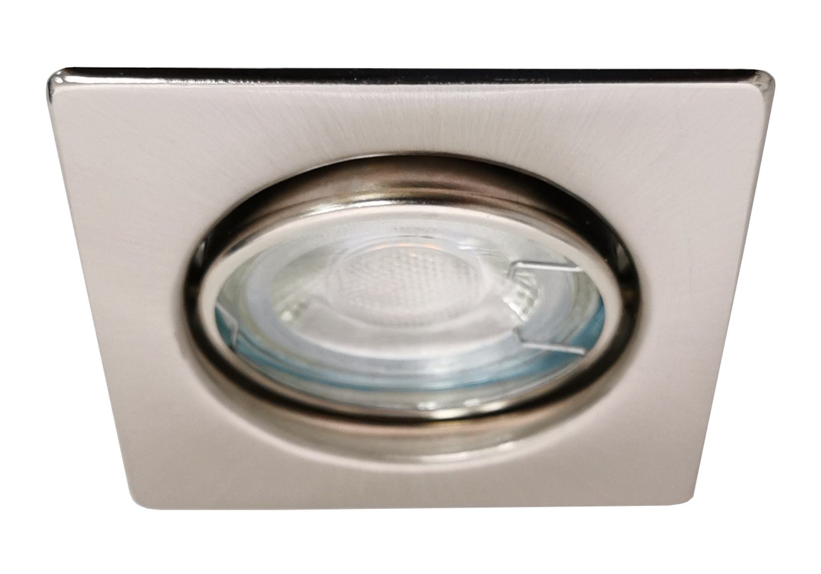 TRANGO LED Einbauleuchte, 6er Set 6729-062SM6KSD LED Einbaustrahler Nickel matt Eckig inkl. 6x 5 Watt 6000K Tageslichtweiß - 3 Stufen dimmbar Ultra Flach LED Modul, Deckenspot, Einbauspot, Deckenleuchte, Downlight