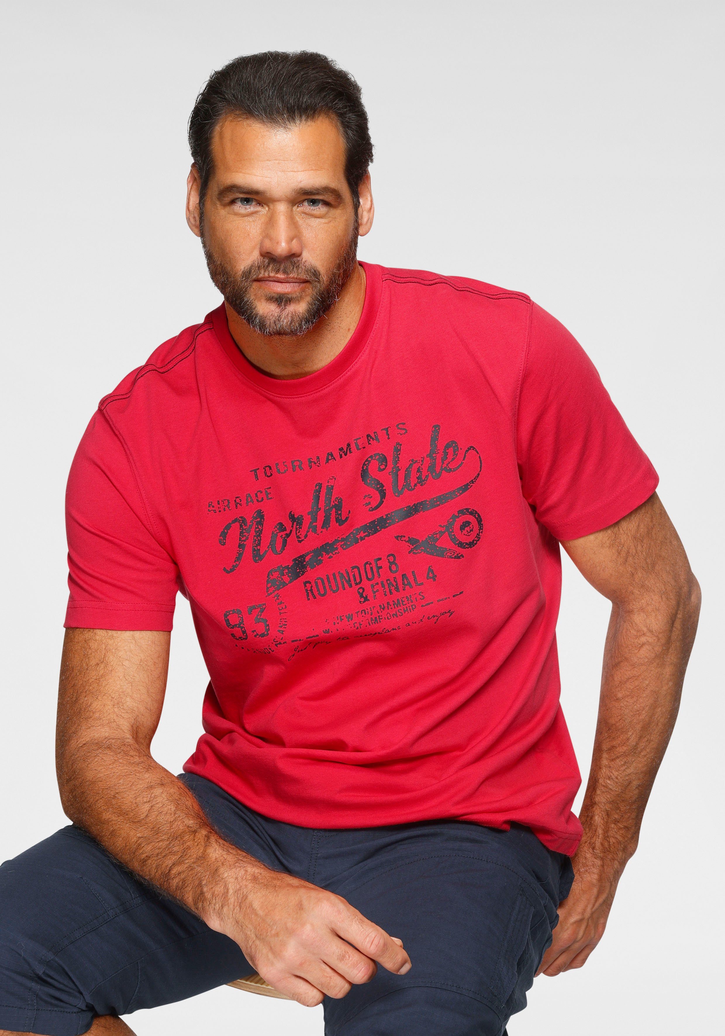 Man's World T-Shirt mit Brustprint rot