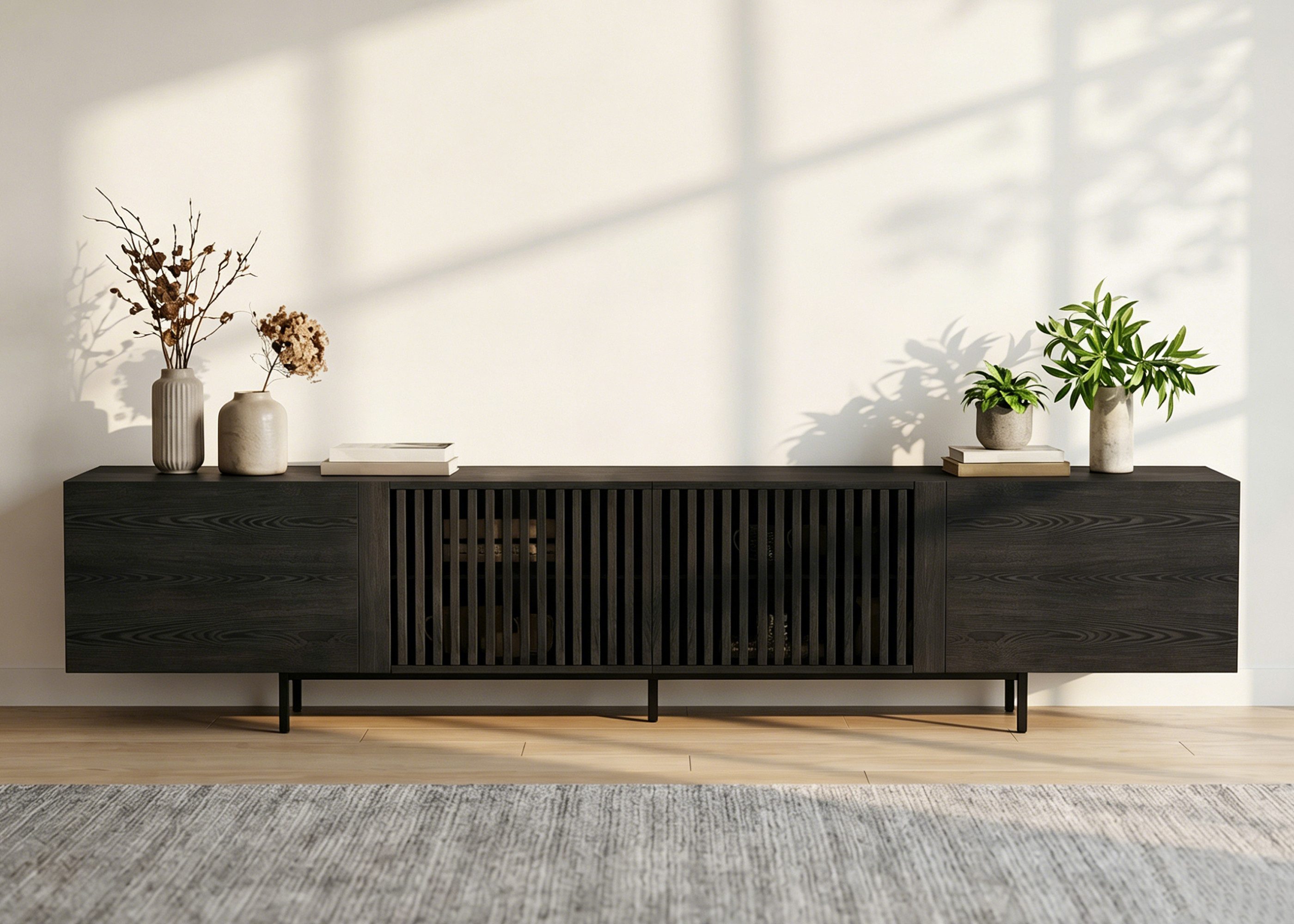 oleyluckidea TV-Schrank TV Lowboard in Walnuss Fernsehschrank für 75-Zoll TVs mit Stauraum Breite 180/240 cm