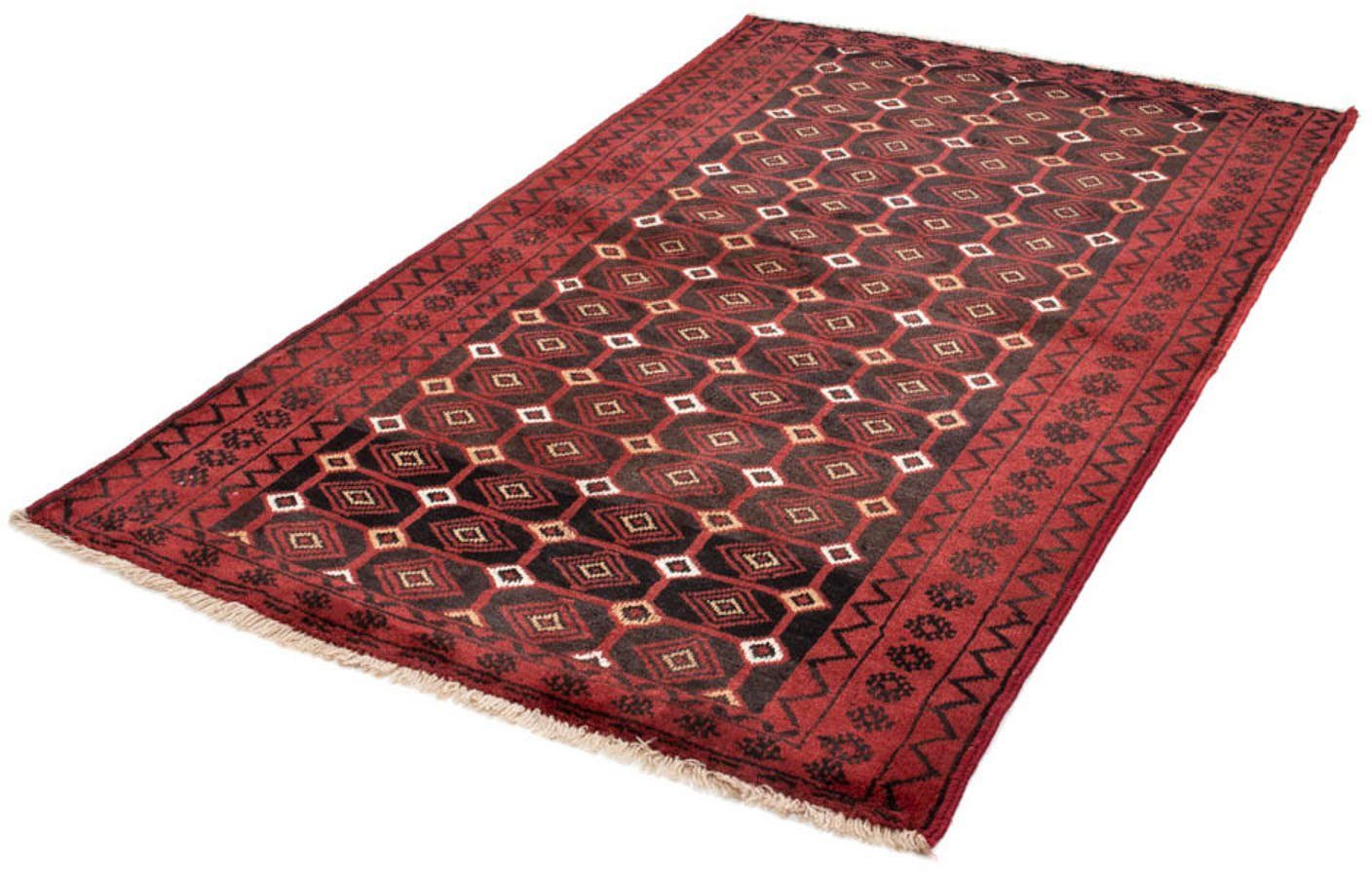 Hochflor-Läufer Belutsch Durchgemustert Rosso 188 x 107 cm, morgenland, rechteckig, Höhe: 8 mm, Handgeknüpft