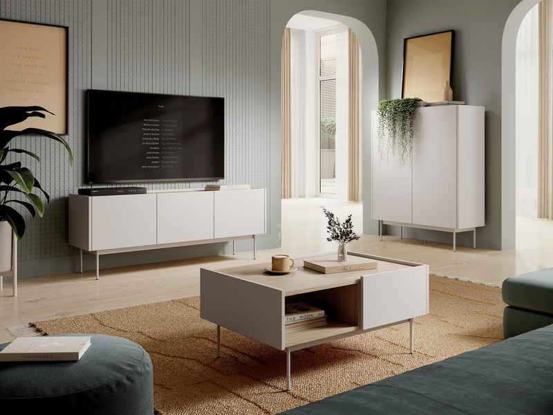 MIRJAN24 Wohnzimmer-Set Color I, (3er-Set, TV-Lowboard, Kommode, Couchtisch), Füße aus Metall
