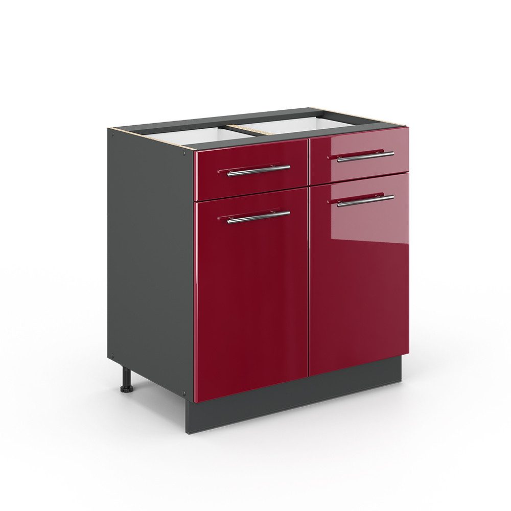 Vicco Unterschrank Fame-Line, Bordeaux Hochglanz/Anthrazit, 80 cm ohne Arbeitsplatte (1-St)