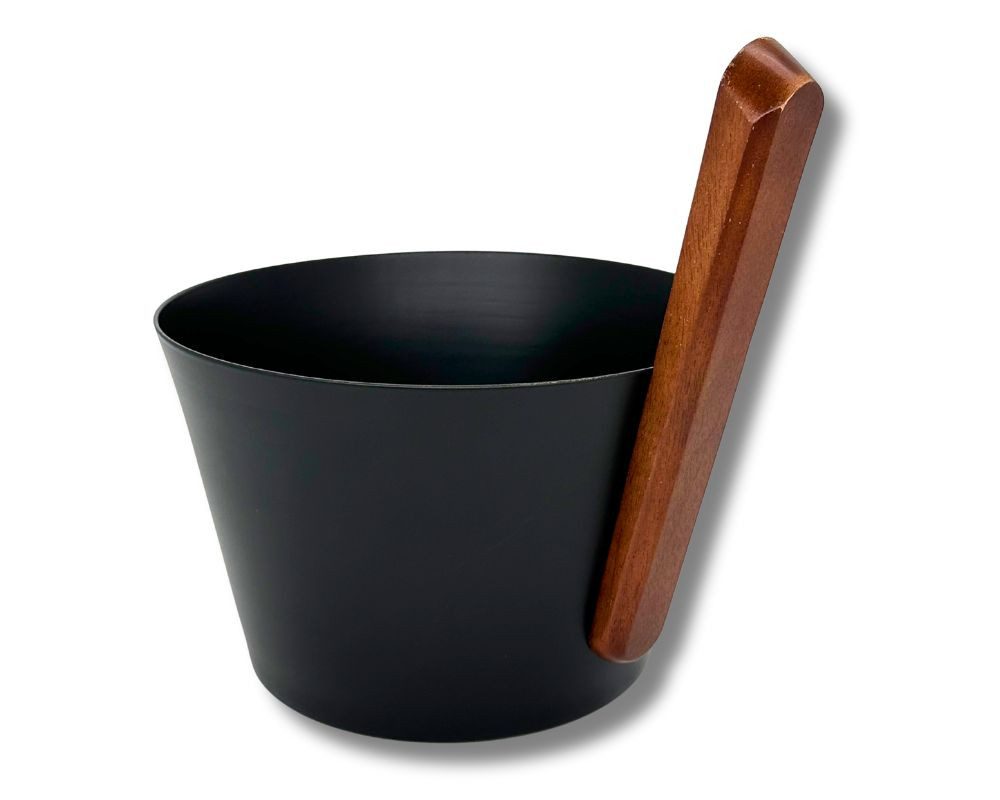 Blumenberg Sauna-Aufgussset Sauna Aufgusskübel / Saunaeimer schwarz Aluminium gerader Griff