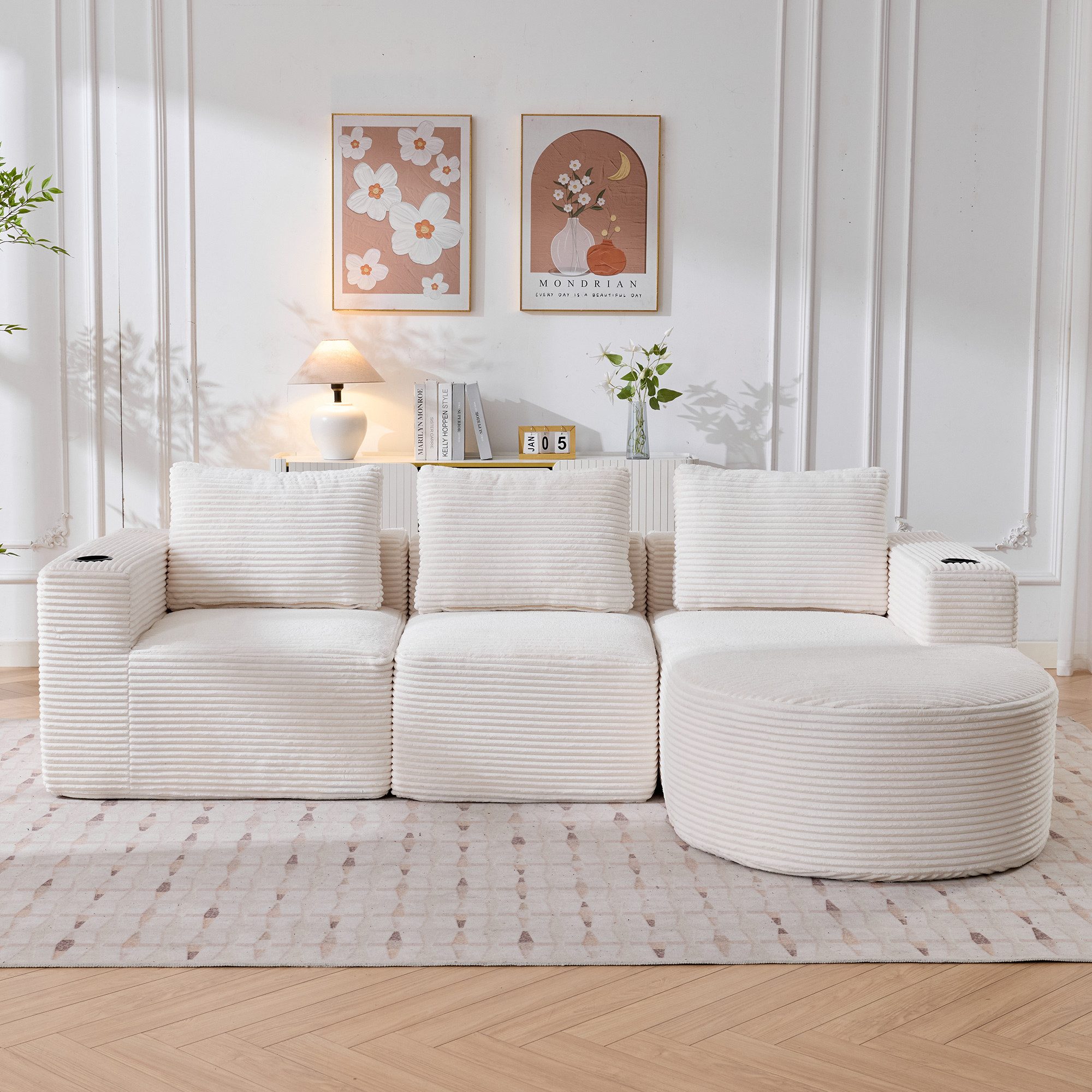 Odikalo 2-Sitzer Sofas wohnzimmer mit Schlaffunktion Kissen und Getränkehalter, Vollständig zusammenklappbares Sofa mit (einem Daunenkissen+zwei Plastikbecherhaltern) bequemem Doppelsofa geeignet für kleine Wohnzimmer Wohnungen und Büros.265cm breites