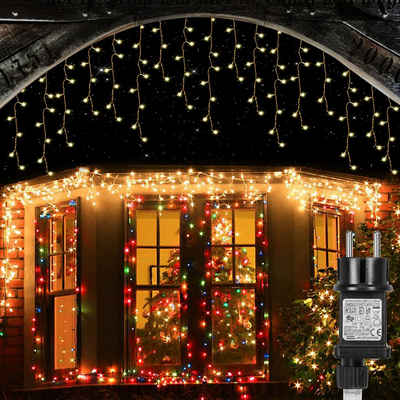 Rosnek LED-Lichtervorhang »5-15M, Eiszapfen, wasserdicht, 8 Modi, für Weihnachten Dach Deko«, Speicherfunktion, Timer