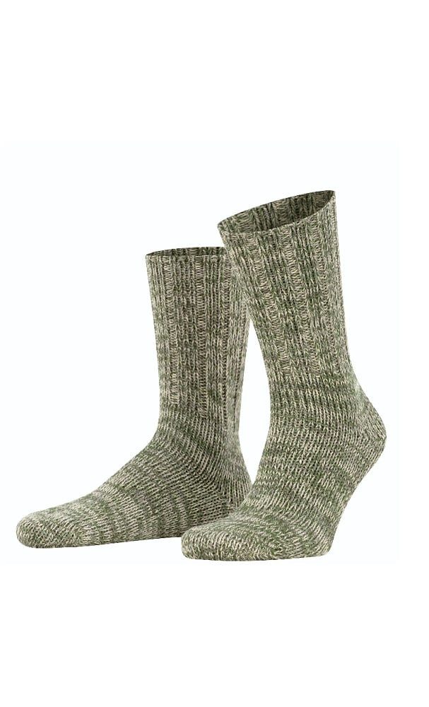 FALKE Socken Tagessocke Brooklyn Crew (Bootsock, Grobstrick-Optik) thymiangrün