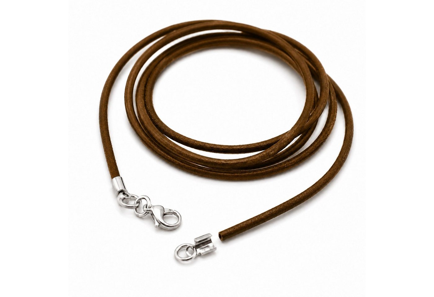 unbespielt Lederband Lederband Braun Karabinerverschluss Silberfarben Länge 1 m kürzbar, Modeschmuck für Damen und Herren