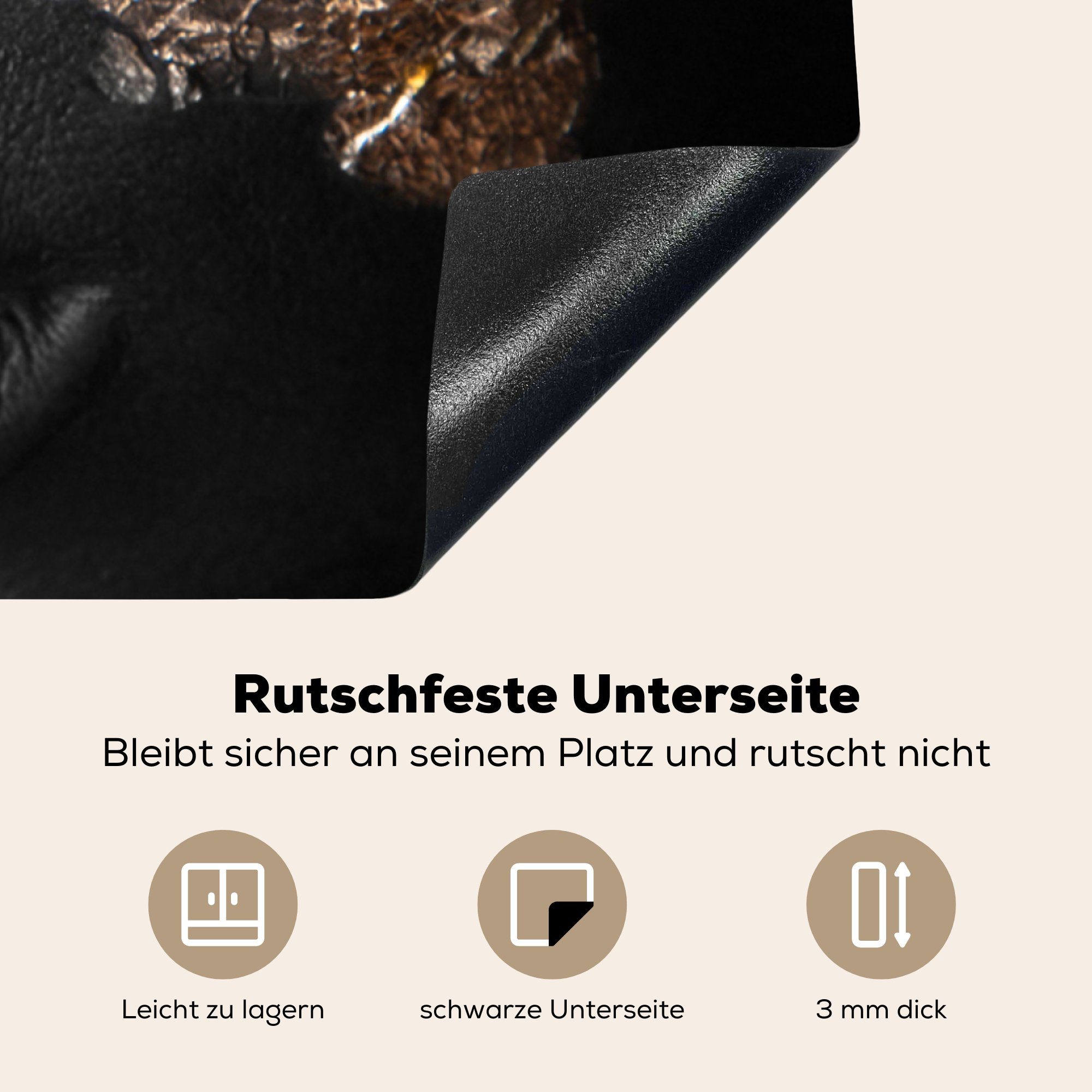 Frau MuchoWow Gold Schwarz Gold, und für - Ceranfeldabdeckung, cm, Arbeitsplatte küche Herdblende-/Abdeckplatte - Vinyl, tlg), (1 78x78