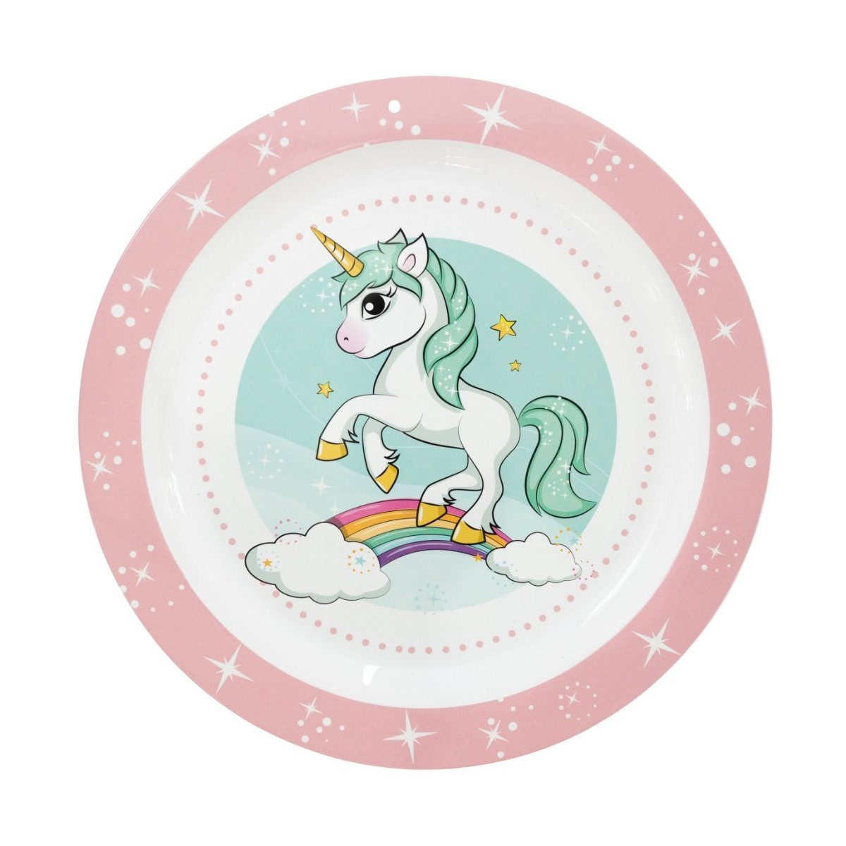 Unicorn Academy Brotteller Rainbow Kinder Teller Mikrowellengeeignet für zu Hause