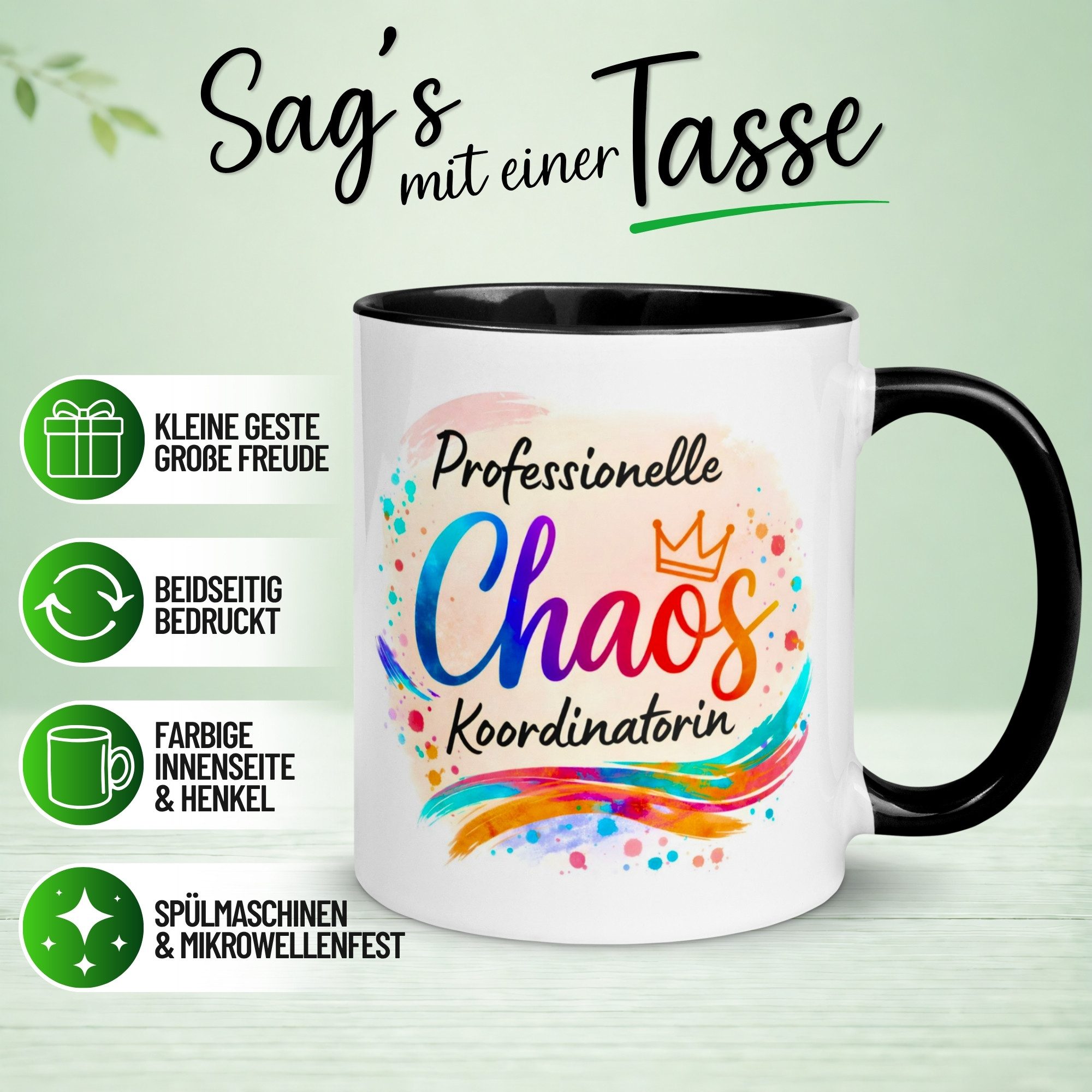 Momentals Tasse Chefin – „Professionelle Chaos Koordinatorin“ – Geschenk Beste Chefin, Gratis Versand · Links-&Rechtshänder · Spülmaschinenfest