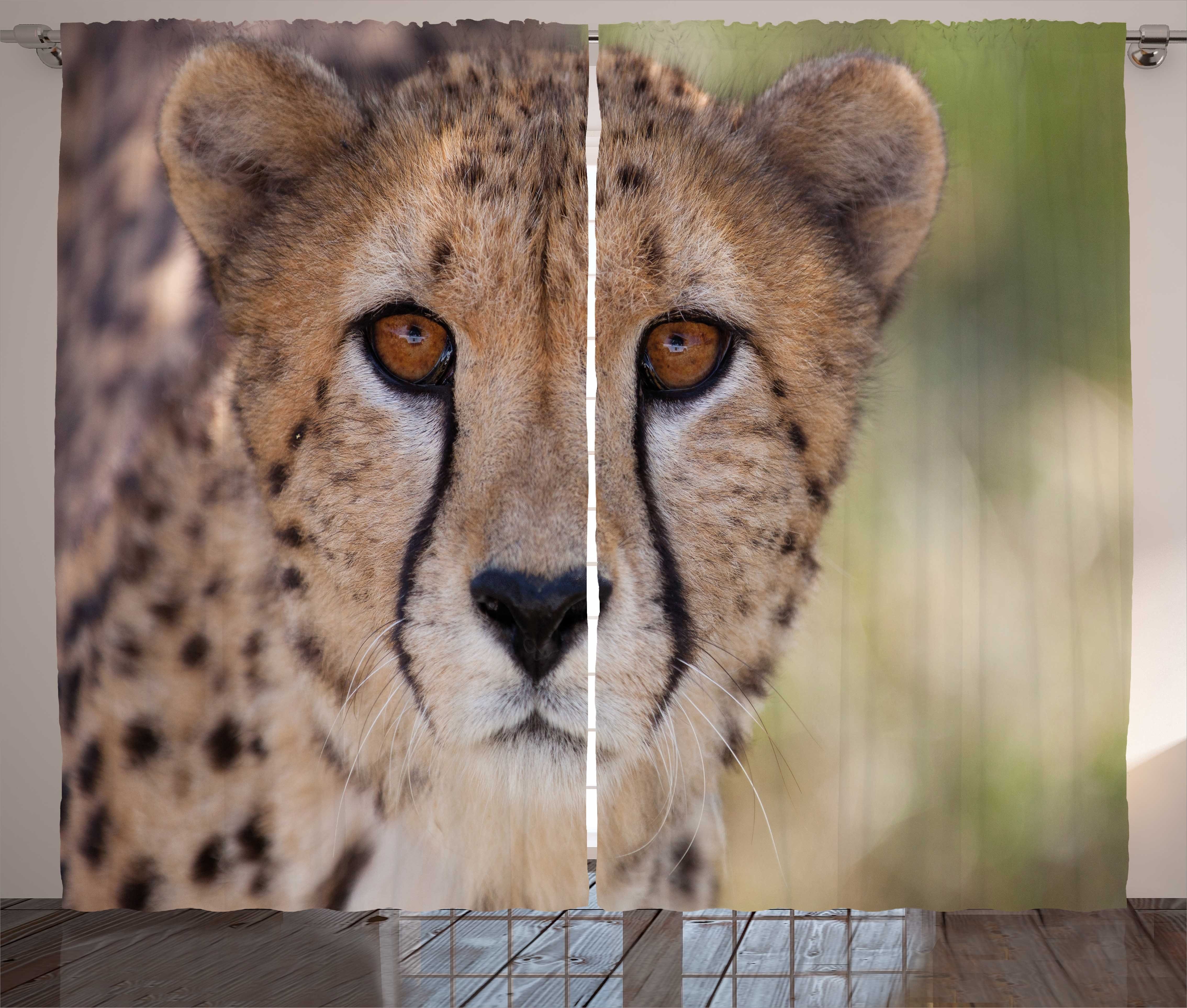 Abakuhaus, mit Cheetah Close Vorhang Bild und Gardine Haken, Leopard up Kräuselband Schlaufen von Schlafzimmer
