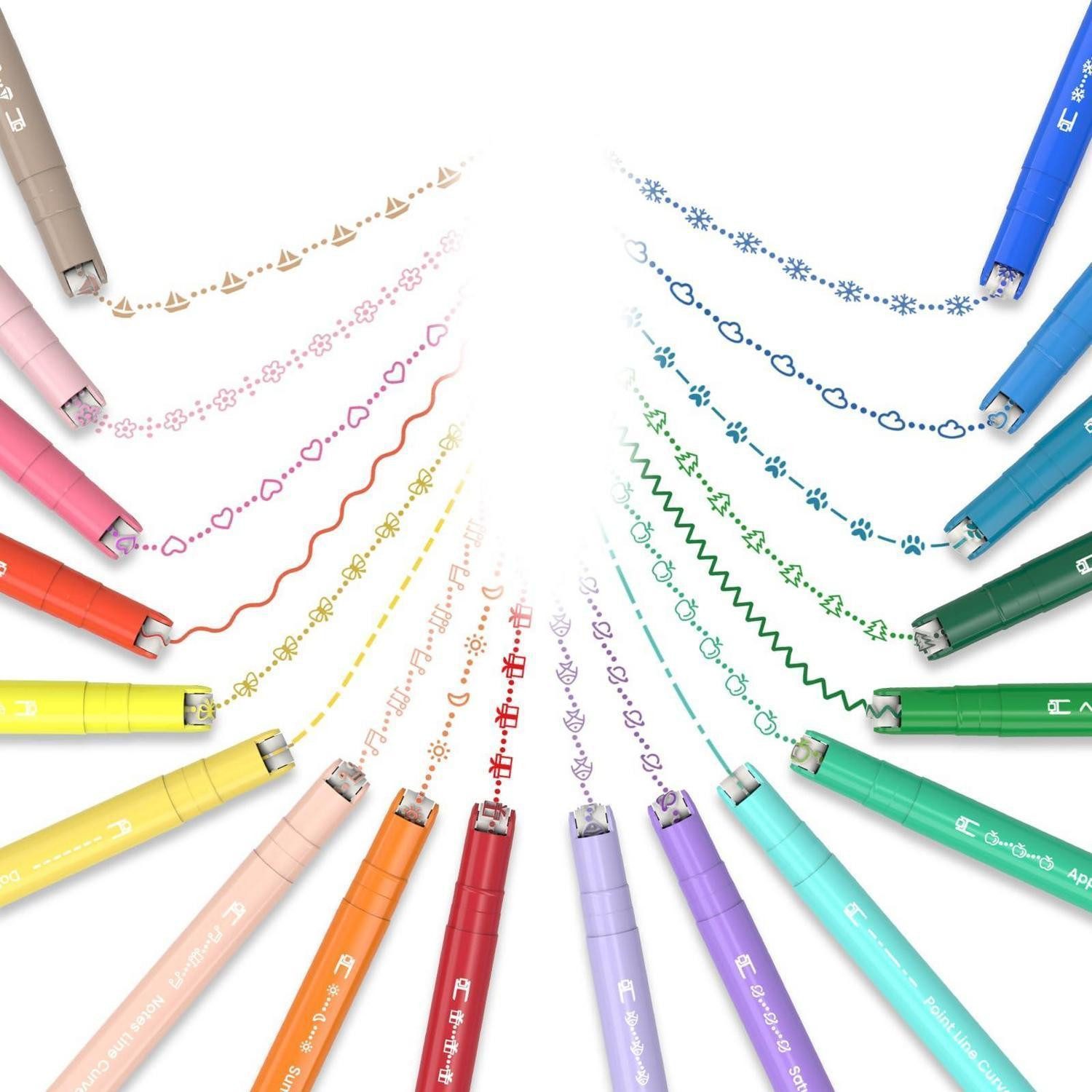 LuxusKollektion Fineliner Textmarker Set Doppelspitze 18 Farben Muster