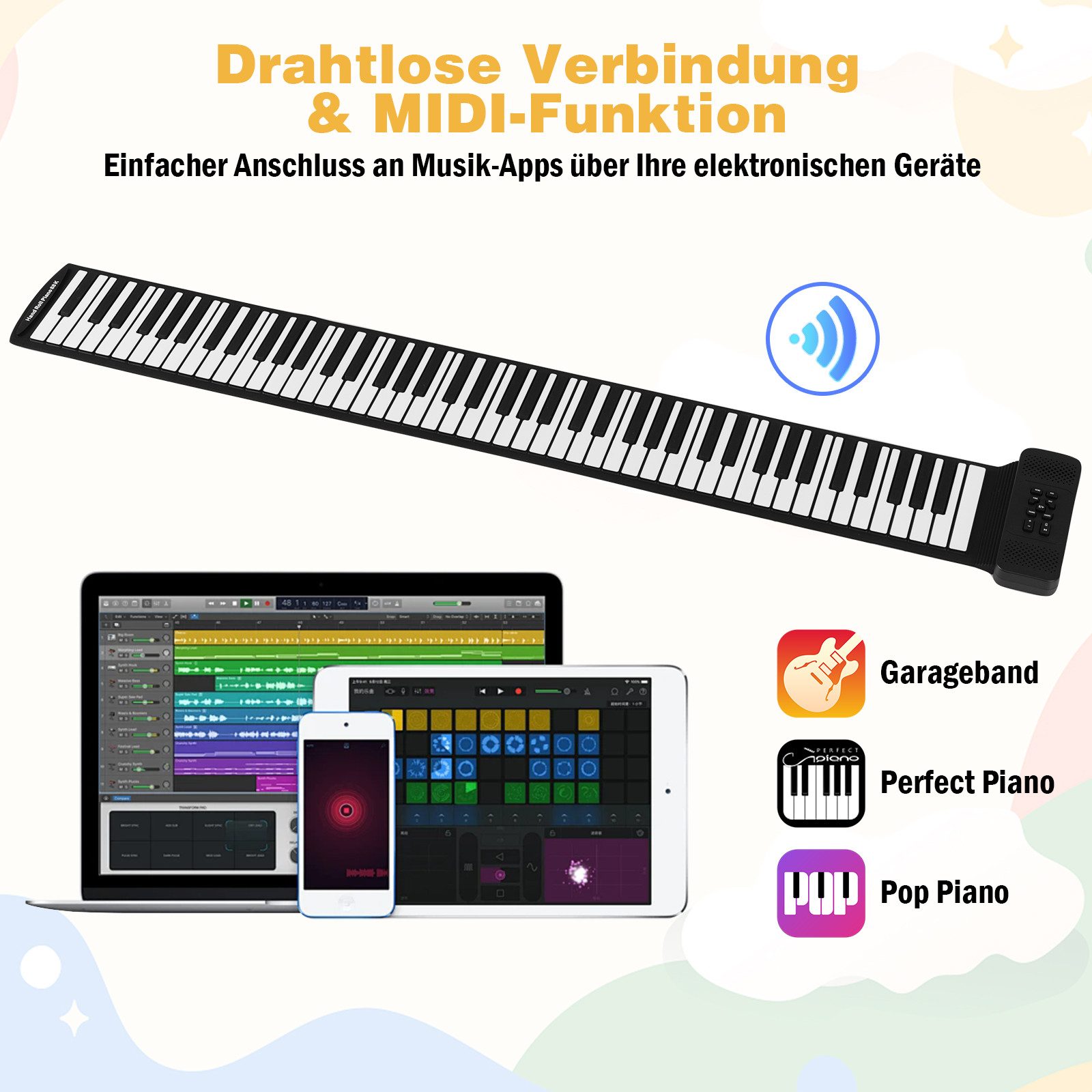 COSTWAY Spielzeug-Musikinstrument, (1 tlg), 88 Tasten Roll-Up Klavier, Klav günstig online kaufen