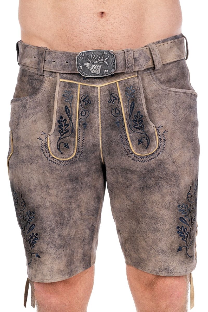 Spieth & Wensky Trachtenlederhose Lederhose Herren kurz - FREISTADT - horn/blau
