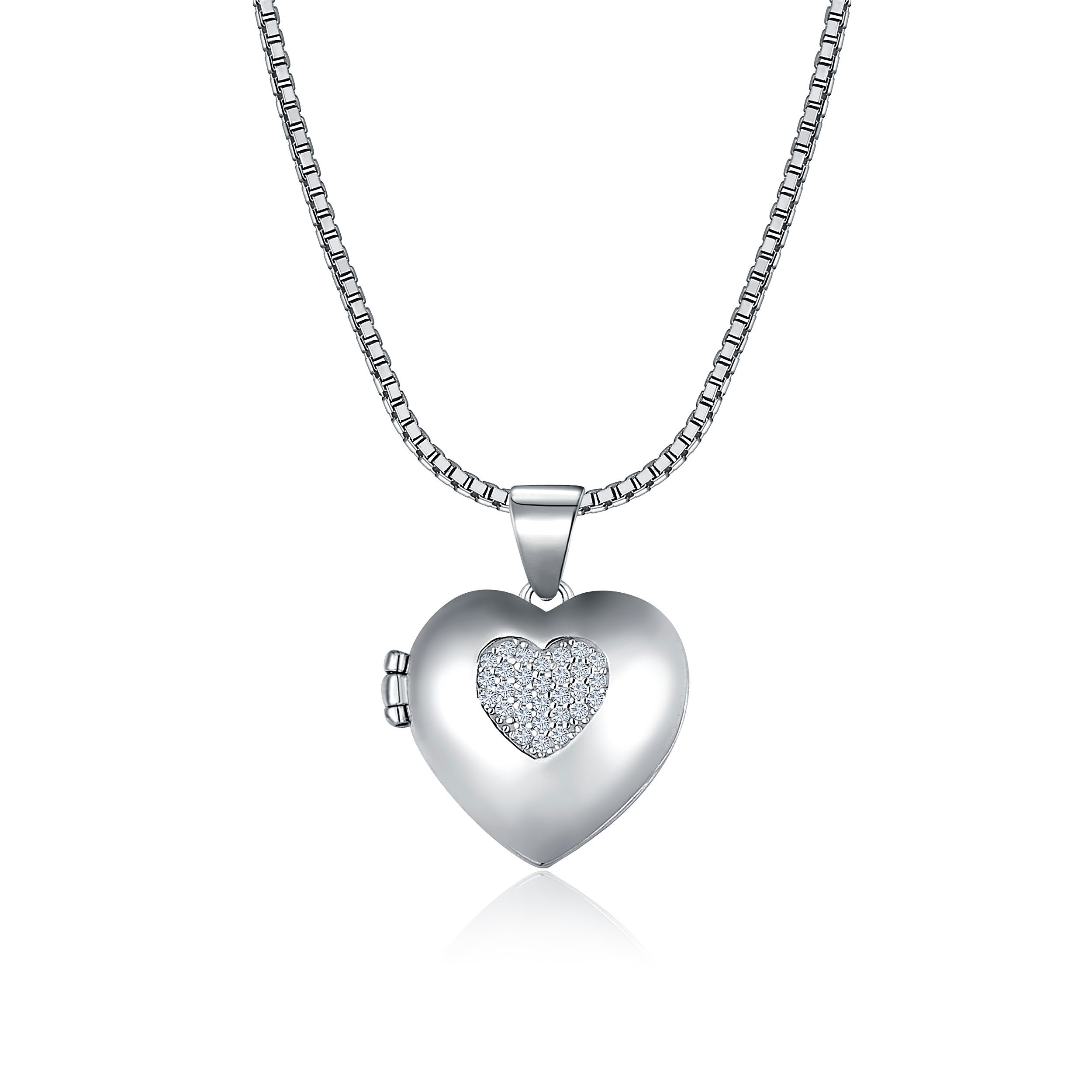 NAHLE Kette mit Anhänger Silber Herz Kette Amulett Medaillon zum Öffnen für günstig online kaufen