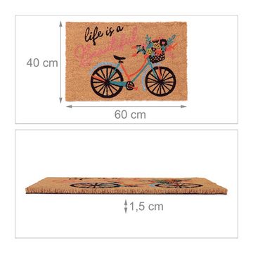 Fußmatte Kokos Fußmatte Fahrrad, relaxdays, Höhe: 15 mm