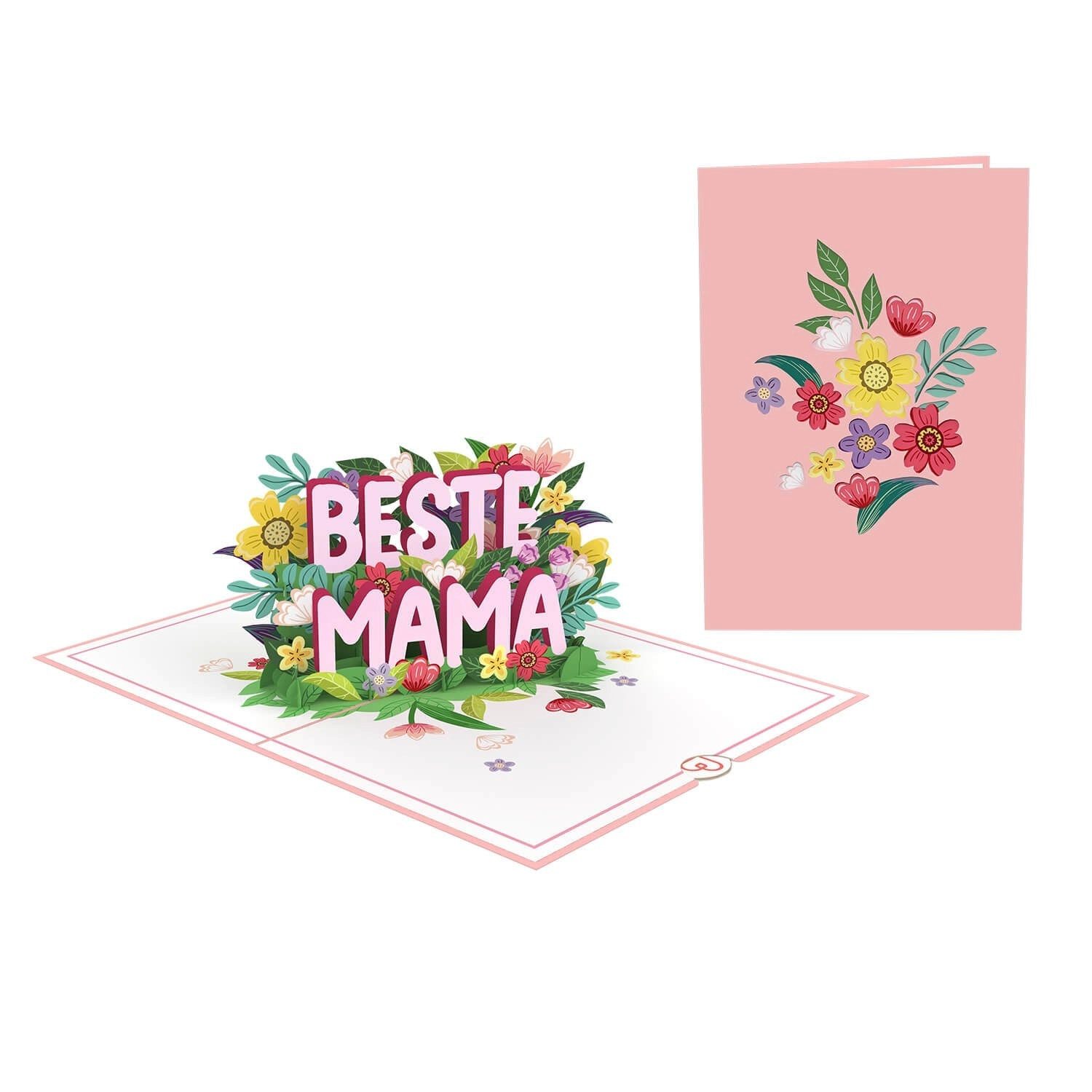 papercrush Muttertagskarte Beste Mama, Pop-Up Karte Muttertag, Handgemacht, Verschenkfertig