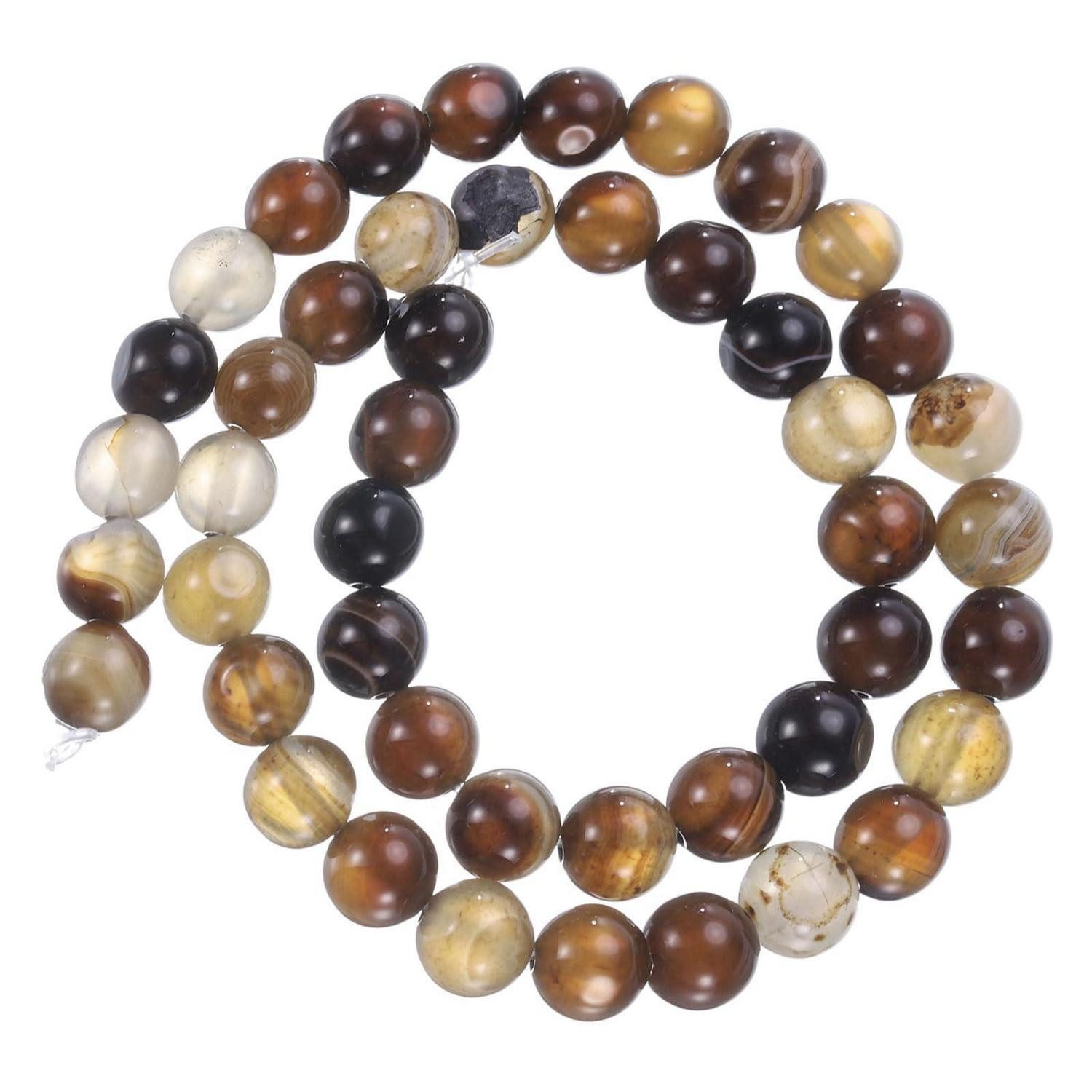 LuxusKollektion Bastelperlen Achatperlen braun 8mm Naturstein DIY Schmuck, (47-tlg)