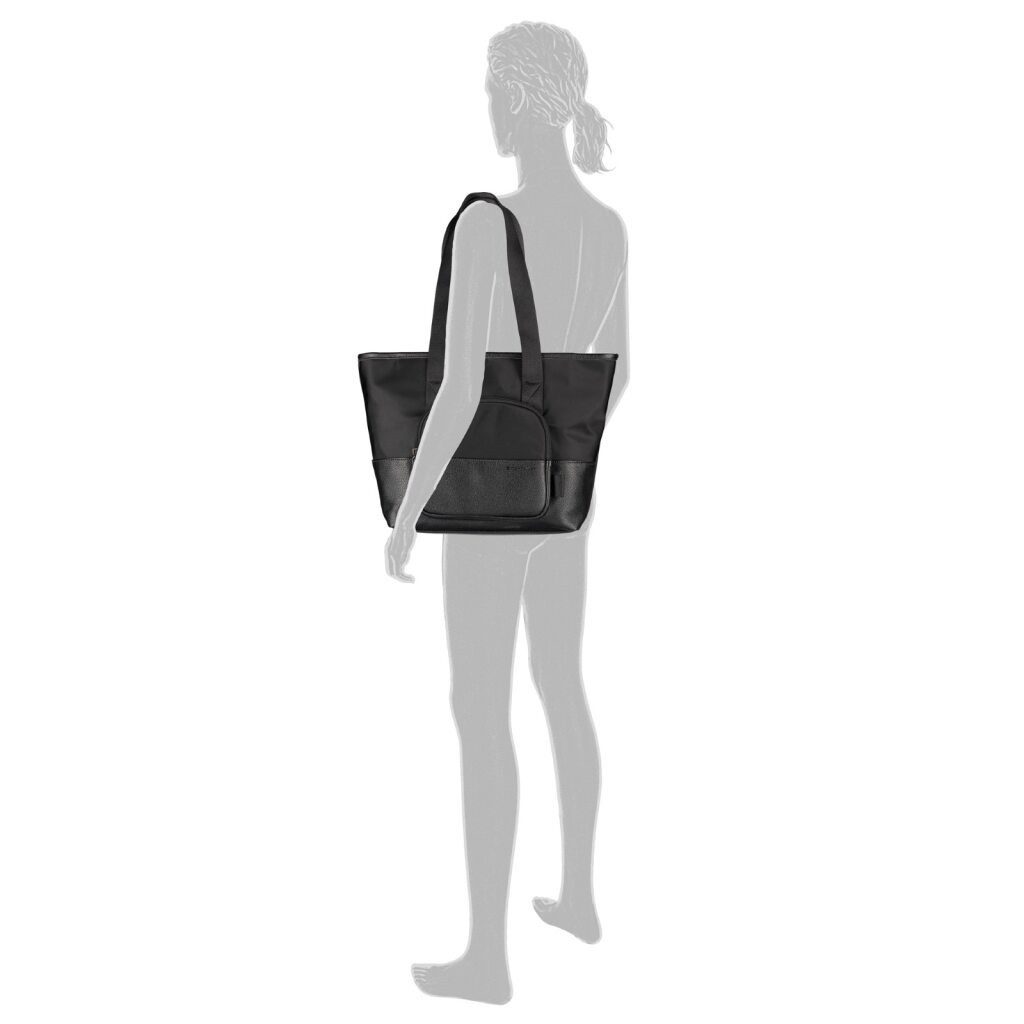 TOM TAILOR Shopper Viene, fein genarbtes Lederimitat trifft auf leichtes Nylon mit feinem Logo