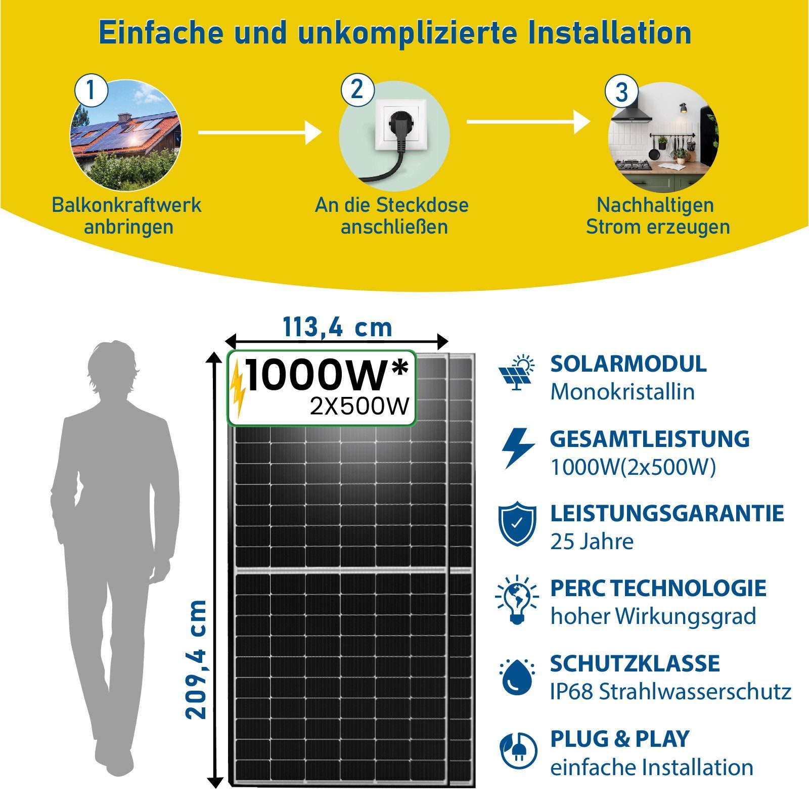 Neu Relais PV-Montage Deye Generation WIFI Stegpearl 800W Stockschrauben, Komplettset Balkonkraftwerk Wechselrichter Solaranlage Mit 1000W mit