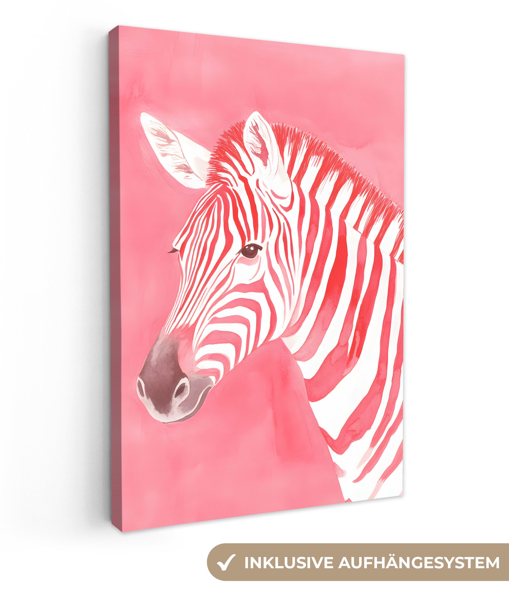 OneMillionCanvasses® Leinwandbild Zebra - Rosa - günstig online kaufen