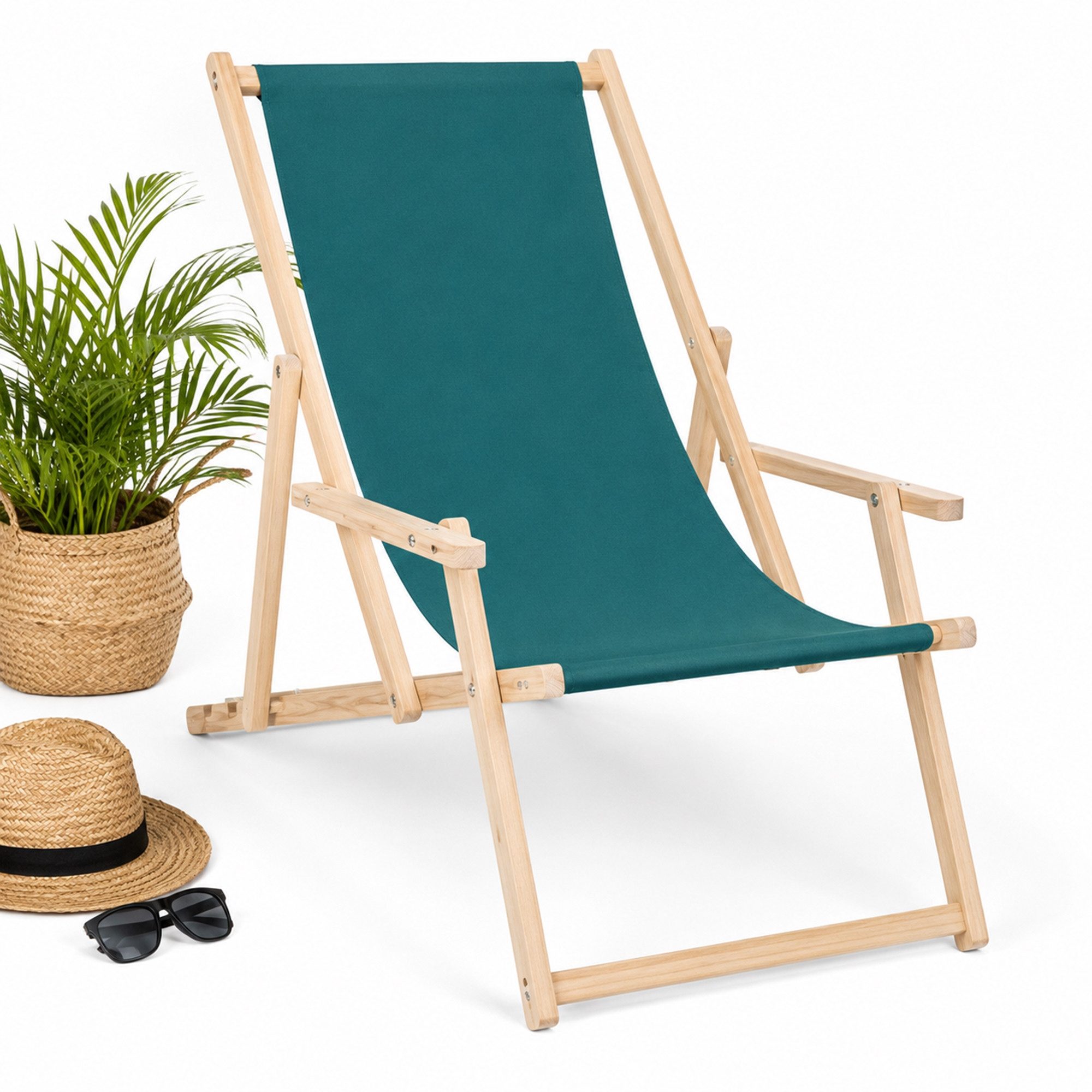 Mucola Gartenstuhl Strandliege Liegestuhl Gartenliege Sonnenliege Strandstuhl Balkonliege (Stück), Inkl. Sicherung gegen ungewolltes Zusammenklappen