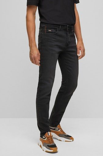 BOSS ORANGE Regular-fit-Jeans Taber BC-P-1 mit Leder-Badge, Jeans \