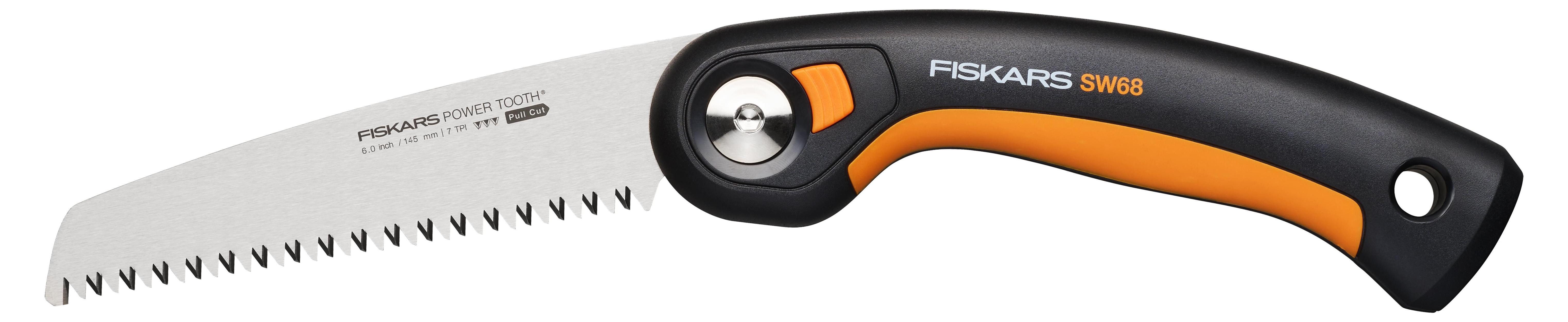 Fiskars Klappsäge FOLDING SAW SW68, 3 Schneidpositionen, Power-Tooth-Blatt 7 TPI, SoftGrip, Verriegelung