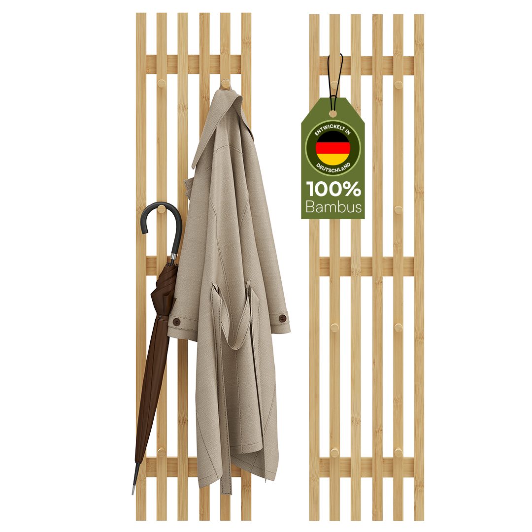 Bellamio Garderobenpaneel Sava (2 St., 2er-Set), Flurgarderobe aus Bambus, günstig online kaufen
