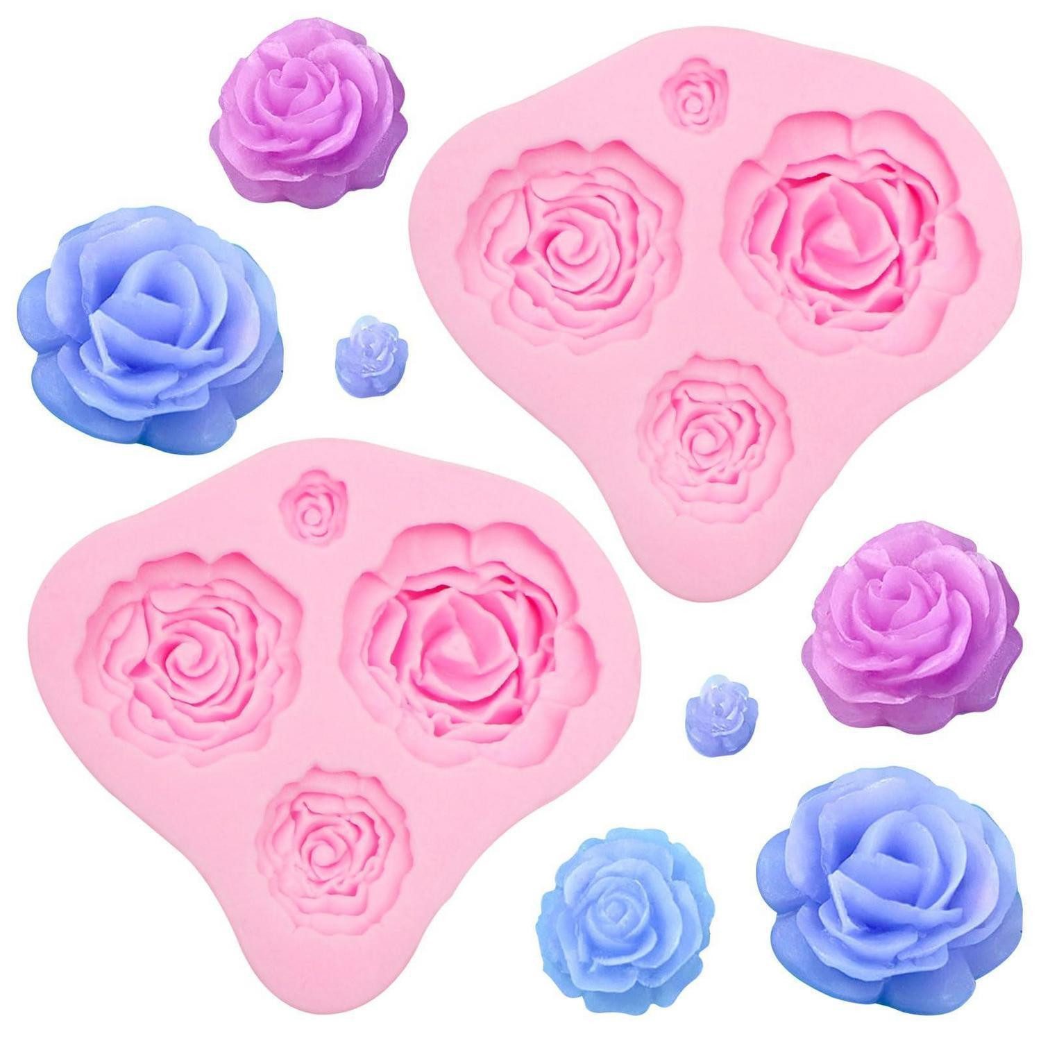 LuxusKollektion Silikonform Silikon-Rosenform-Set 2 St. Rosa, (2-tlg)