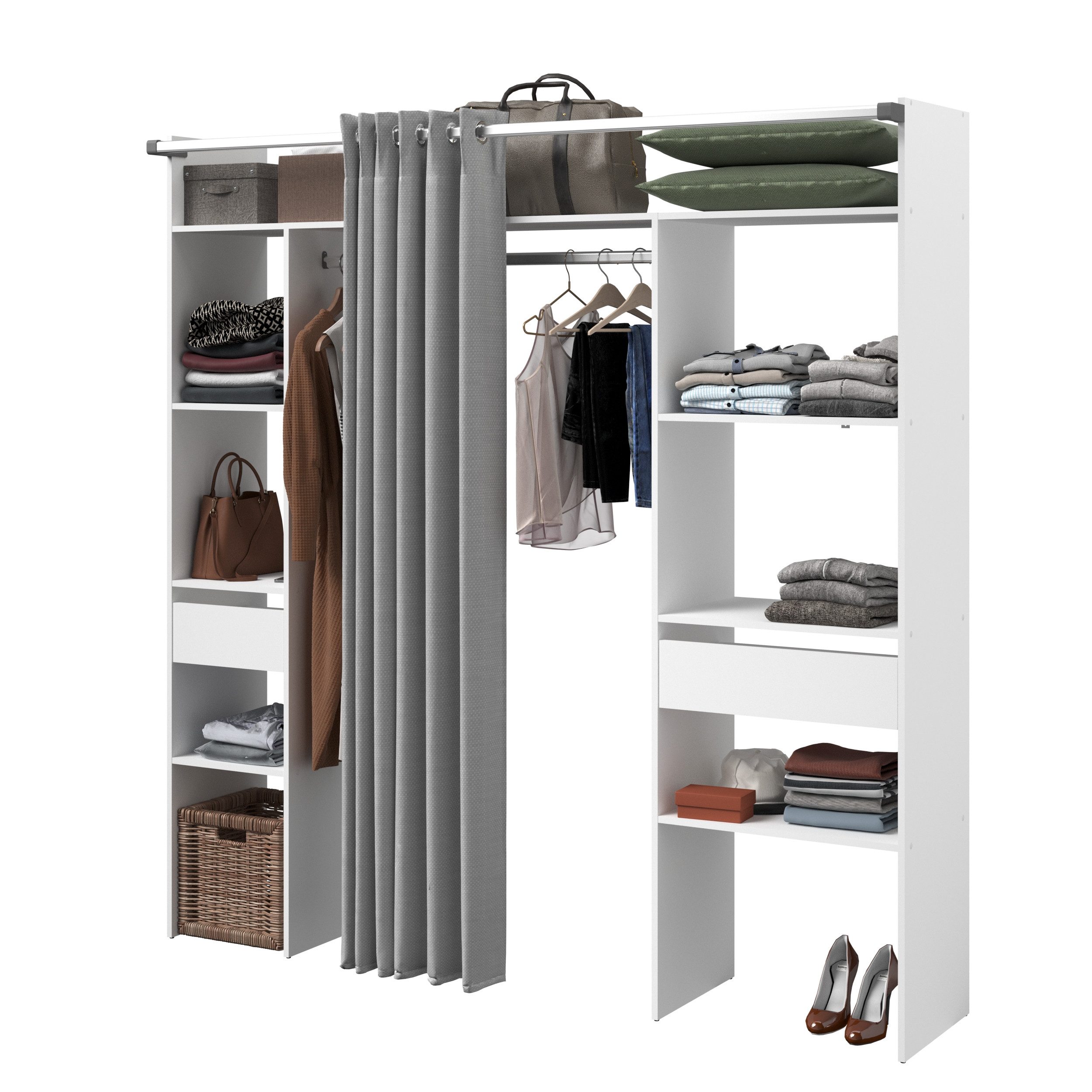 Parisot Vorhang-Schrank Combi 2 (Einzelmöbel) Offenes Schranksystem mit Vorhang