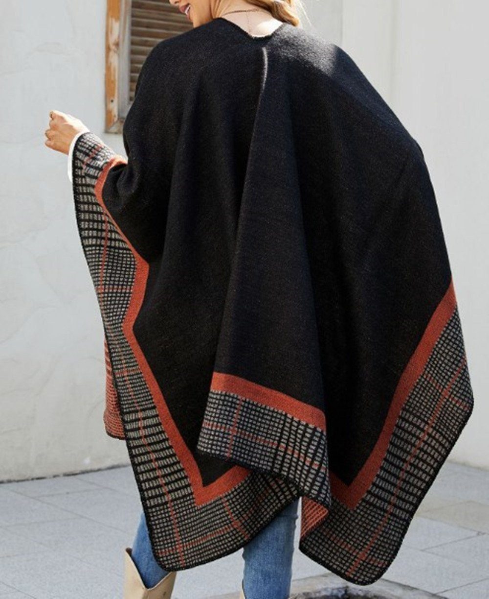 AUKUU Poncho Schal,XXL Halstuch orange kuschelweich,Winterschal XXL-Schal XXL-Schals Damen