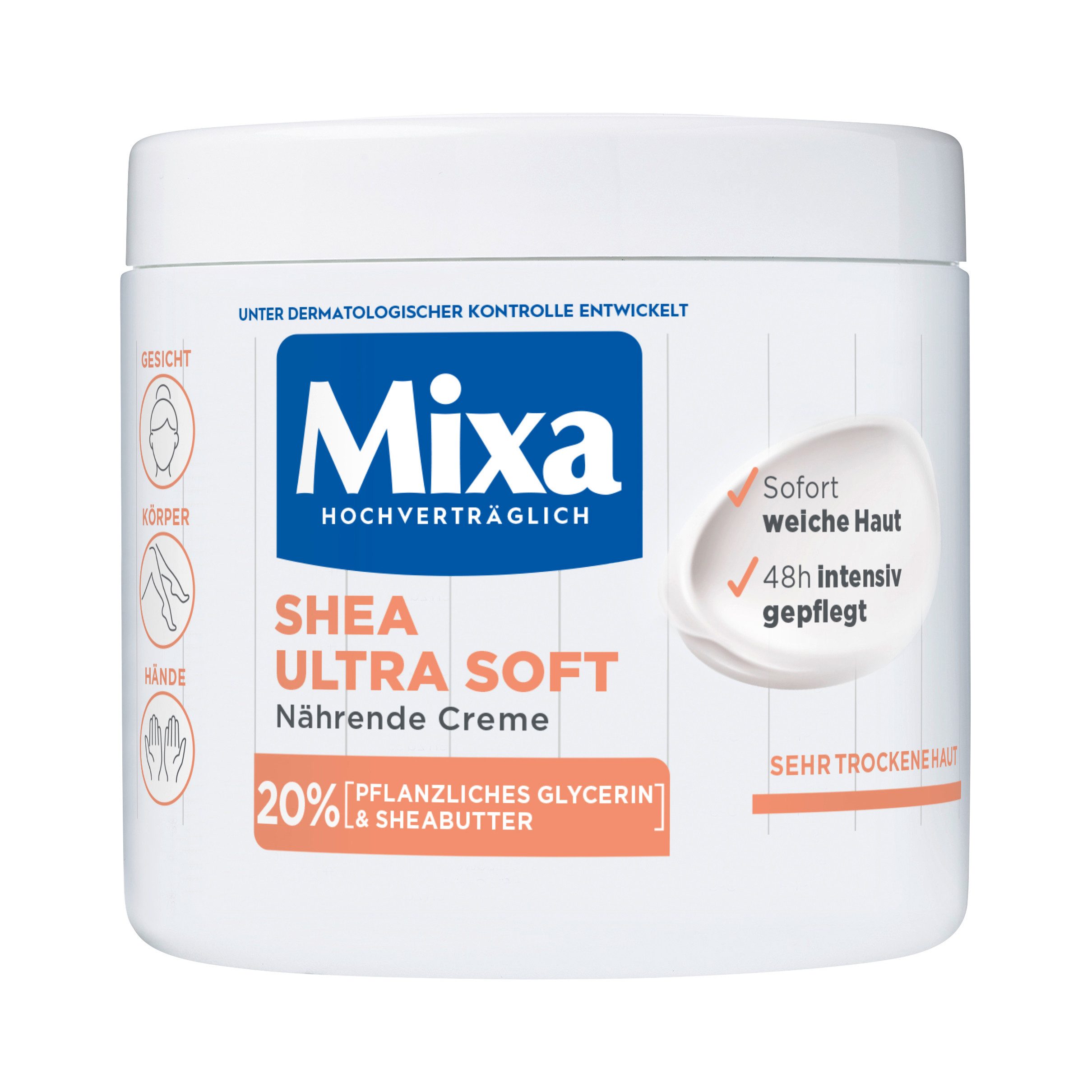 Mixa Körpercreme MIXA SHEA INTENSIVE NÄHRENDE CREME, für sehr trockene Haut für Babys, Kinder und Erwachsene