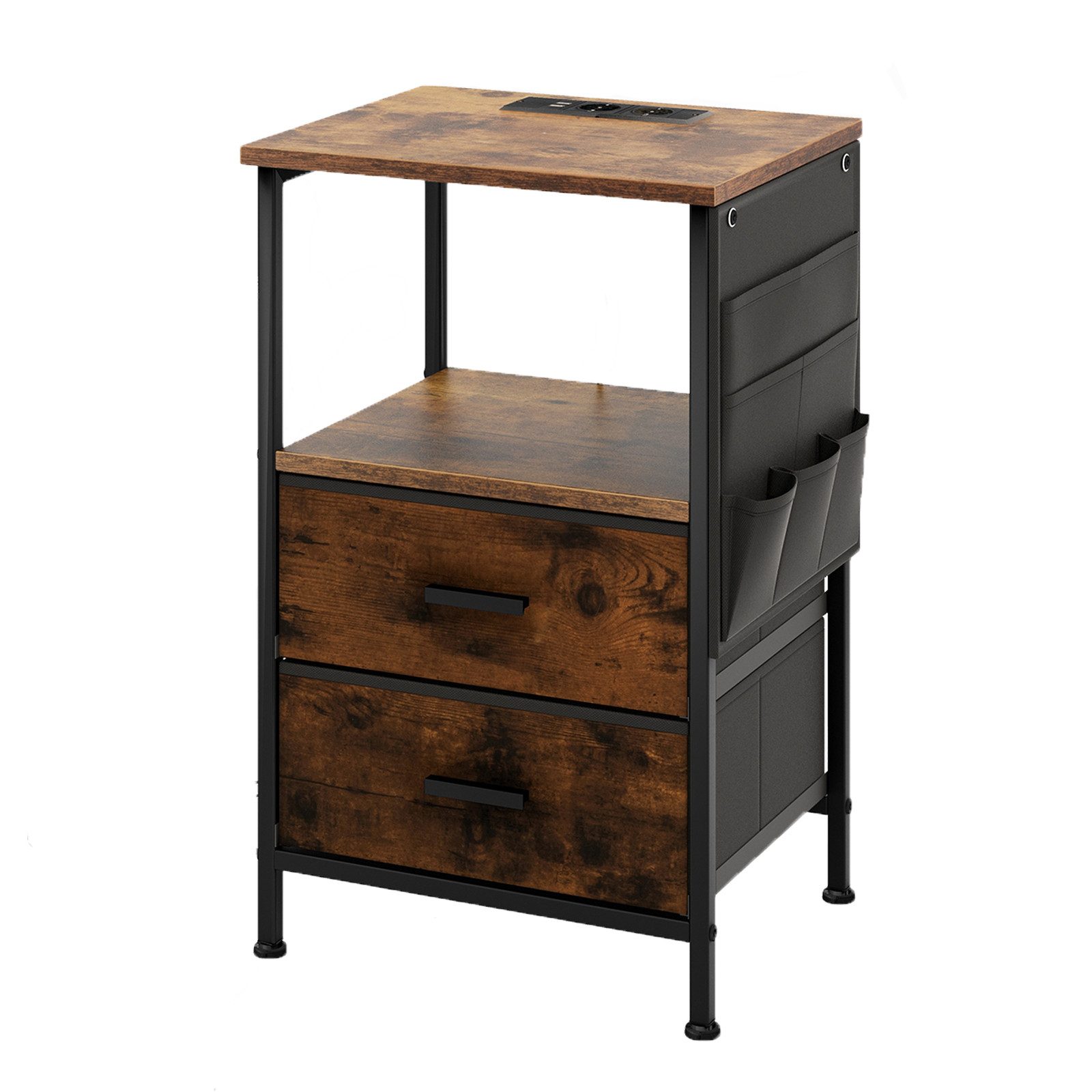 KOMFOTTEU Nachttisch (1-St), mit 2 Steckdosen und 2 USB-Anschlüssen günstig online kaufen