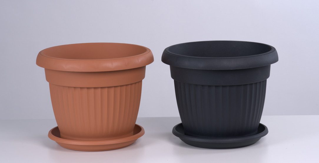 KONZEPT Blumentopf aus Kunststoff mit Untersetzer, 8 L, Ø 30 cm, Frostbeständig, Leicht, Lichtbeständig, UV-beständig, Wetterfest