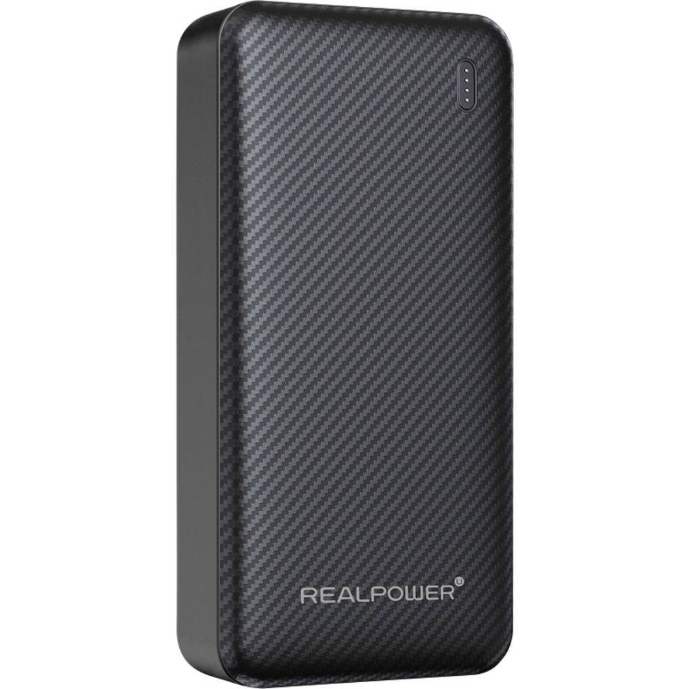 Realpower Powerbank 20.000 mAh Quick Charge, USB PD USB-A, USB-C® Schwarz 558789 Powerbank