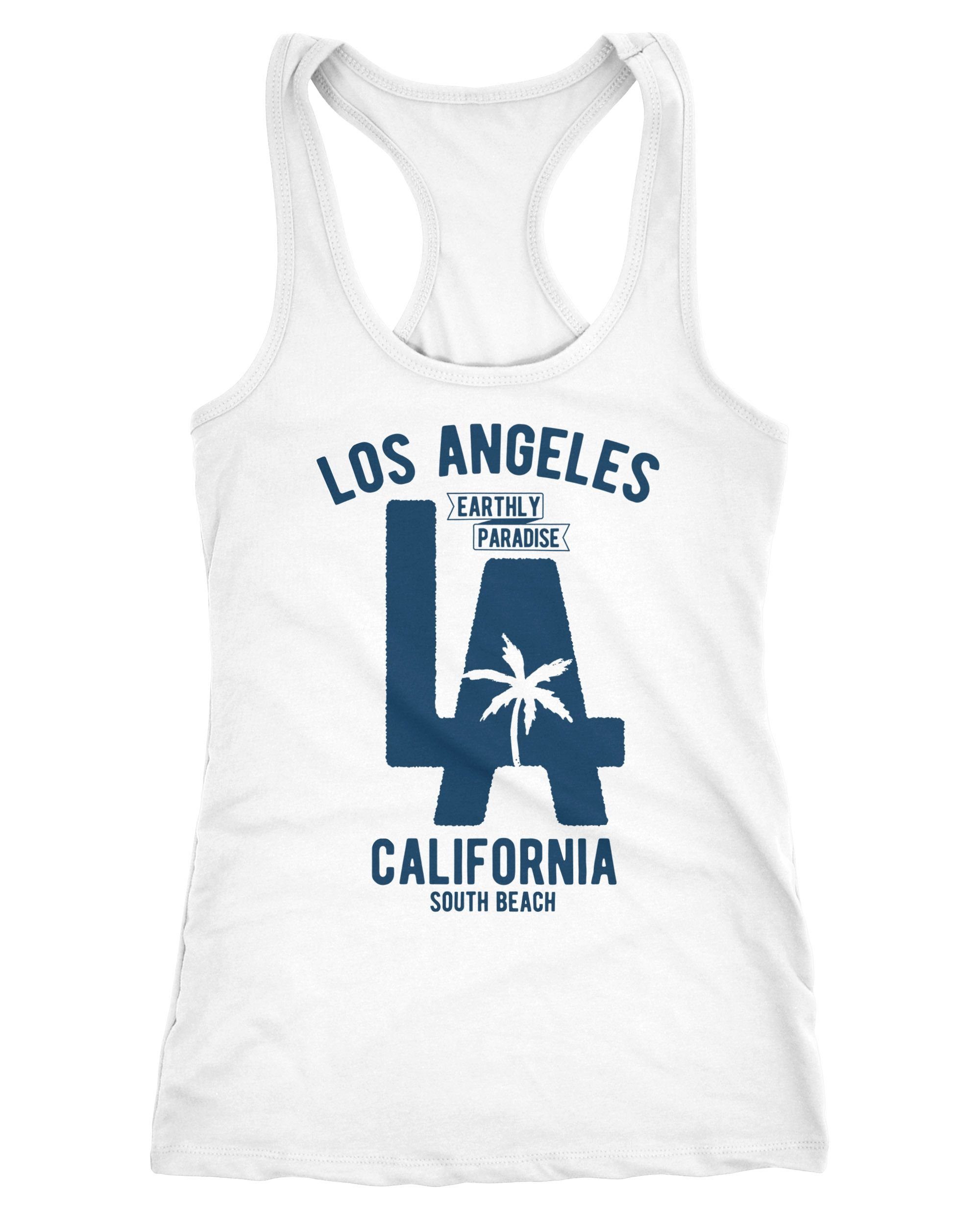 Tanktop Damen Tank Top Los Angeles California LA Palme Racerback Tanktop