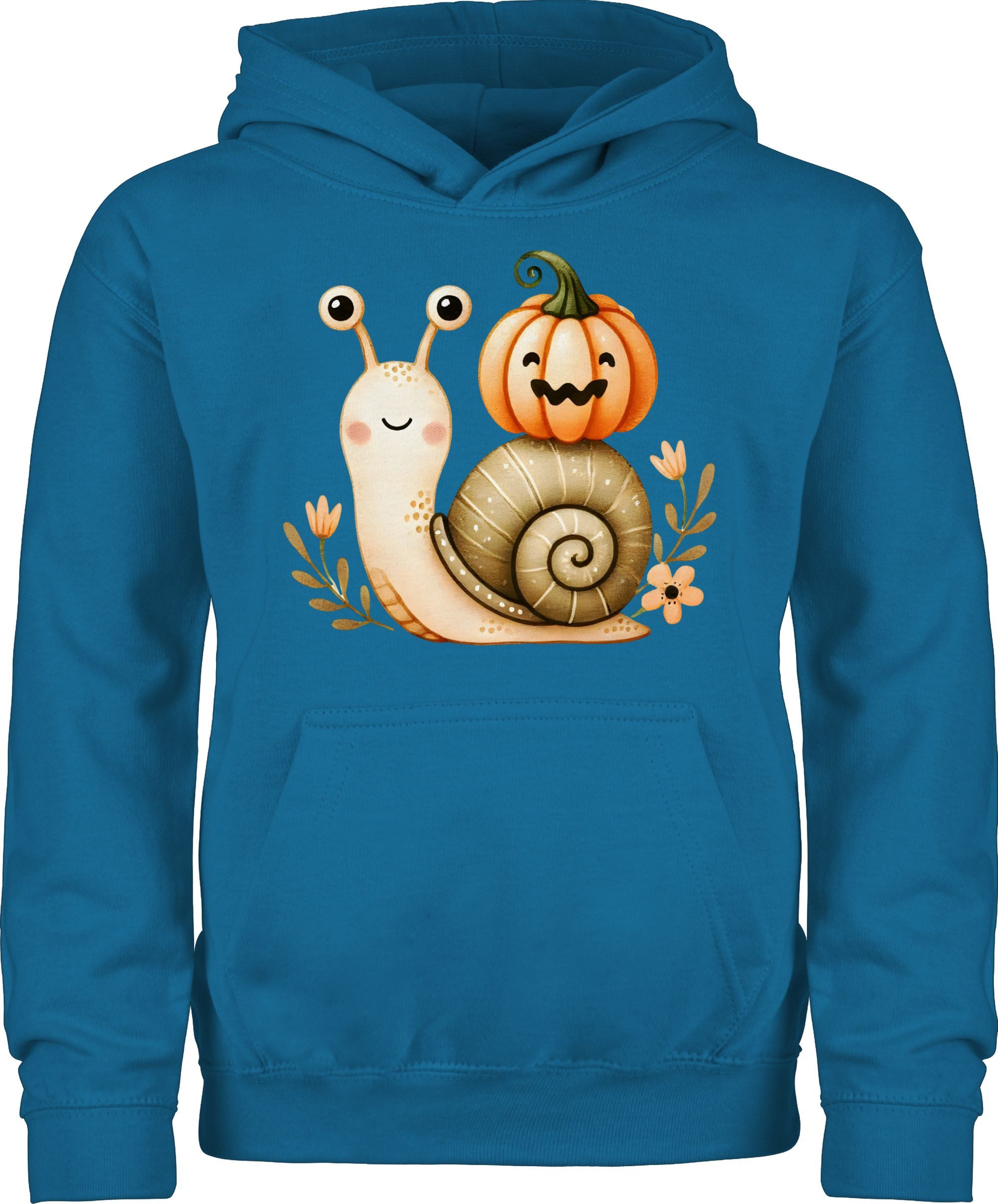 Hoodie Süße Schnecke mit Kürbis, Herbstliches Baby und Kinder Motiv, Niedli