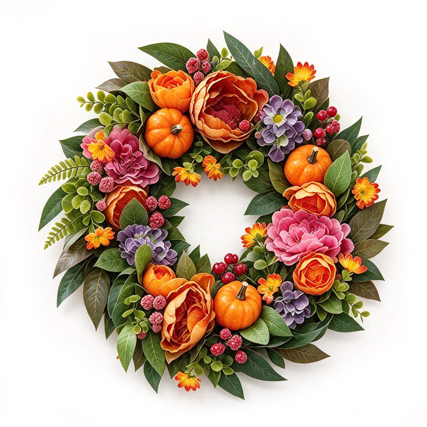 Diwzbyn Dekokranz Herbst Türkranz, Ahornblätter Kürbis Beeren Dekokranz, erbst Dekor Kranz, geeignet für Innen/Außen Wanddekoration