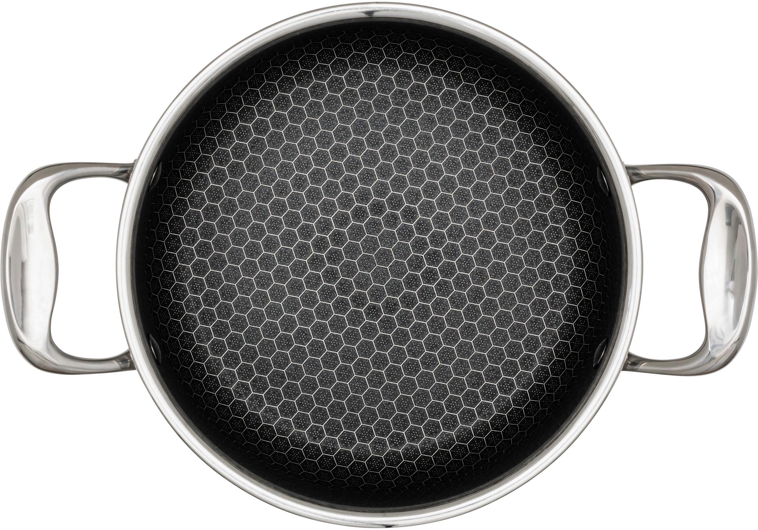 HENSSLERS Kochtopf, Edelstahl (2-tlg), Ø 20 cm, 2,8 Liter, 3-Schicht Material mit Wabenstruktur, Induktion