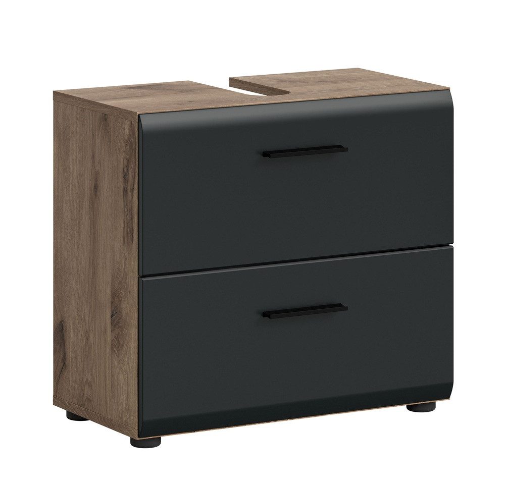 xonox.home Waschbeckenunterschrank Waschbeckenunterschrank Ice, Nox Oak / schwarz matt (1-St) Badmöbel
