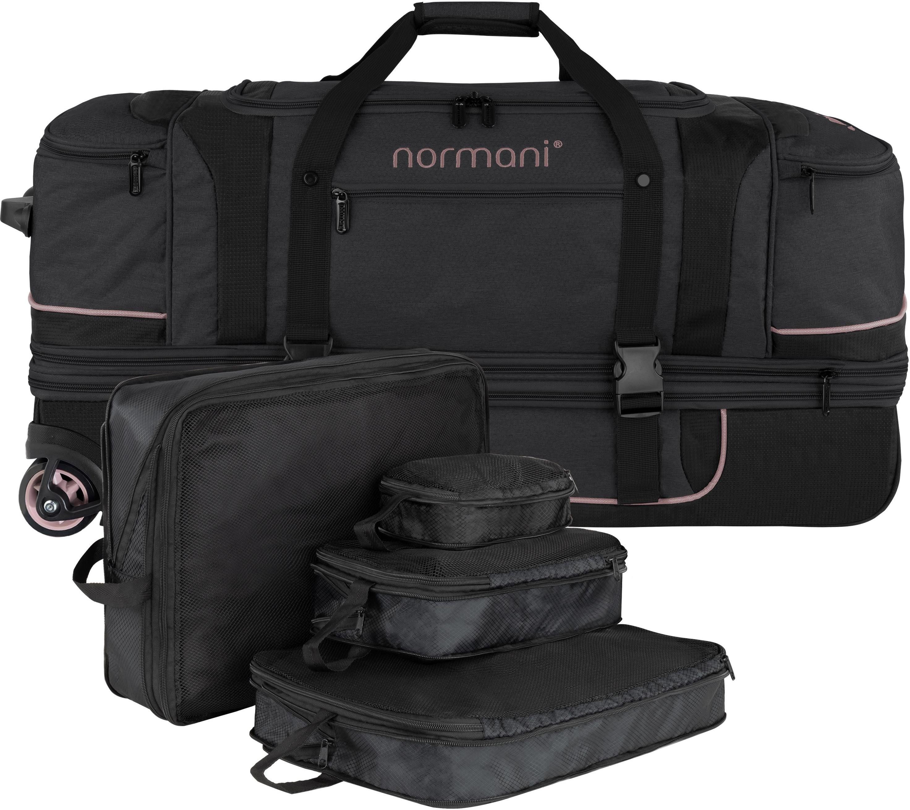 normani Reisetasche Reisetrolley 120-150 L mit Kleidertaschen, XXL Reisetrolley erweiterbar von 120 auf 150 Liter