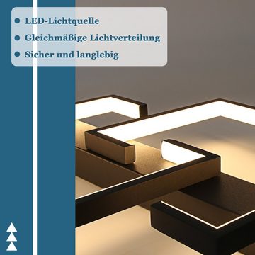 ZMH LED Deckenleuchte Deckenlampe Modern für Schlafzimmer Flur, Hochwertige Lampenperlen, LED fest integriert, 3000k, warmweiß, Schwarz, 30cm