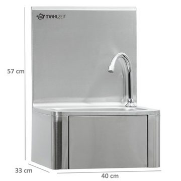 Mahlzeit Waschbecken Edelstahl Handwaschbecken mit Kniebetätigung und Seifenspender