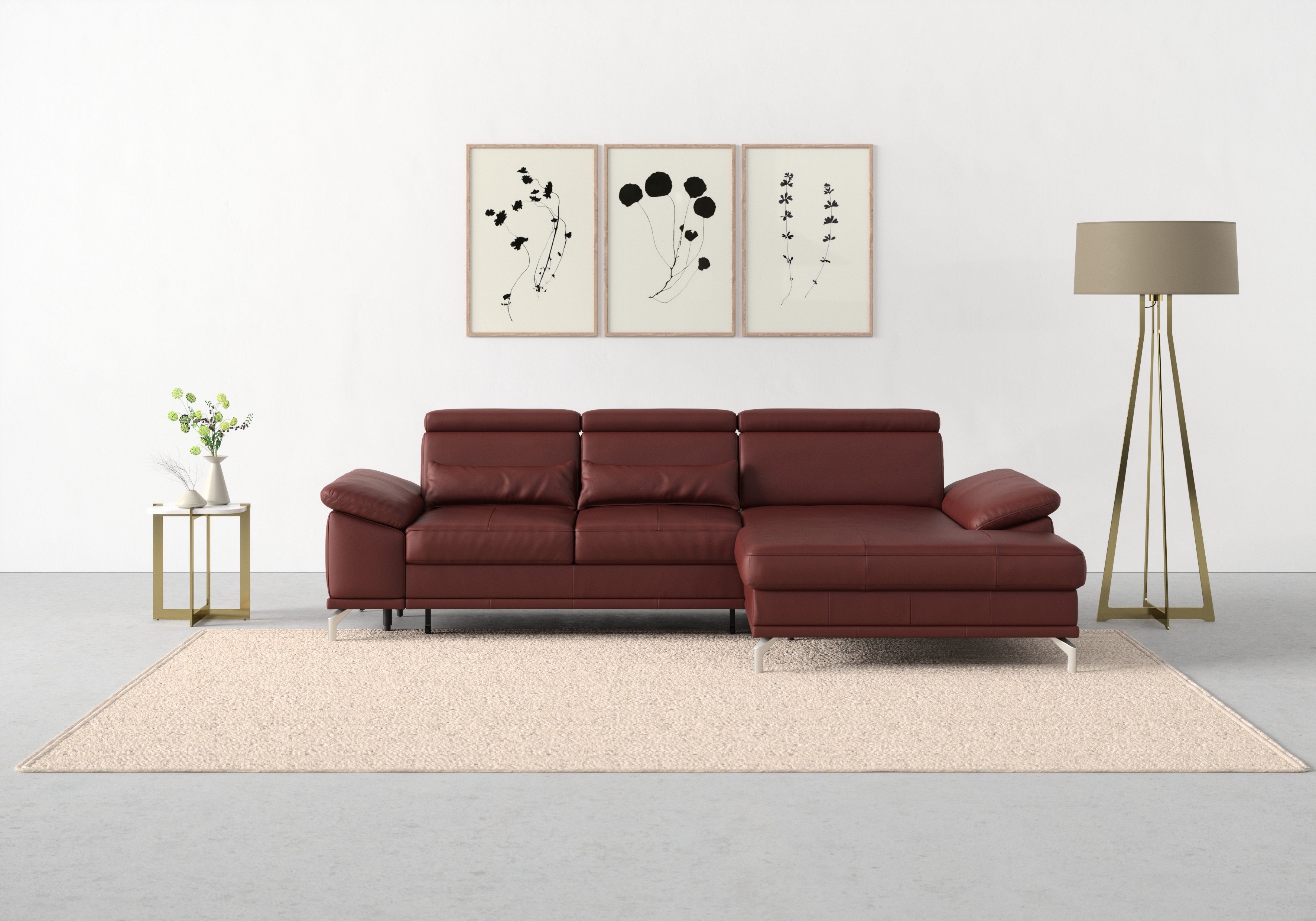sit&more Ecksofa Cabrio L-Form, B: 295 cm, mit Sitztiefen-, Arm- & Kopfteilverstellung, 2 Nierenkissen, Federkern, optional Schlaffunktion und Stauraum