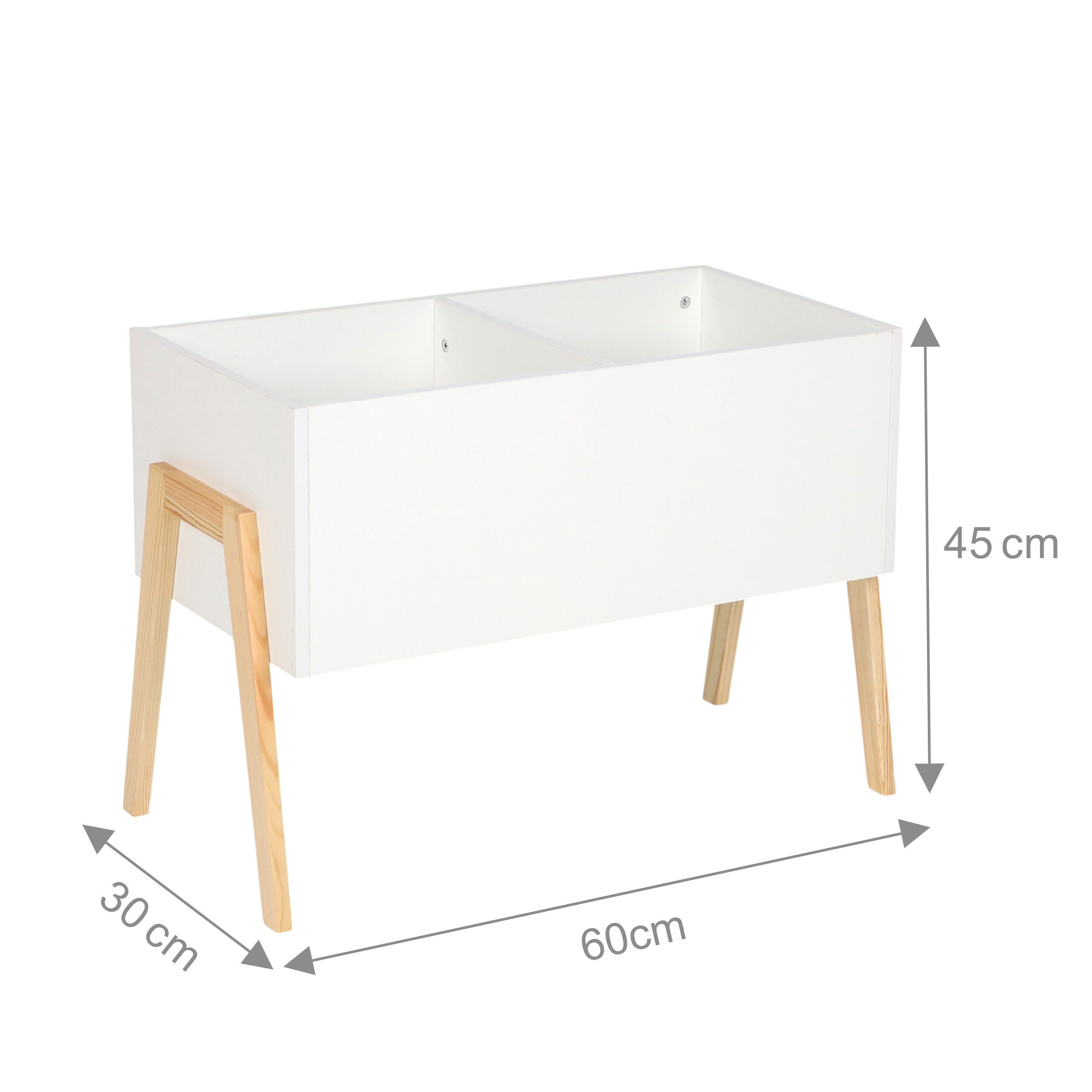 relaxdays toy chest, children's chest with wooden legs, white