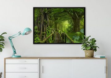 Pixxprint Leinwandbild Weg durch den Tropenwald, Wanddekoration (1 St), Leinwandbild fertig bespannt, in einem Schattenfugen-Bilderrahmen gefasst, inkl. Zackenaufhänger
