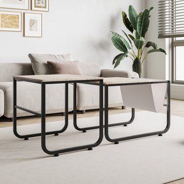 WISHDOR Couchtisch Teetisch Beistelltisch Sofatisch Schreibtisch (Studium und Haltbarkeit Platzsparend Einzigartiges Design, Hohe Tischabmessung: 51 x 45.5 x 48cm; des kurzen : 63 x 45 x 44cm), mit Ablagefächern Eleganz und Retro-Stil Einfach zu montieren