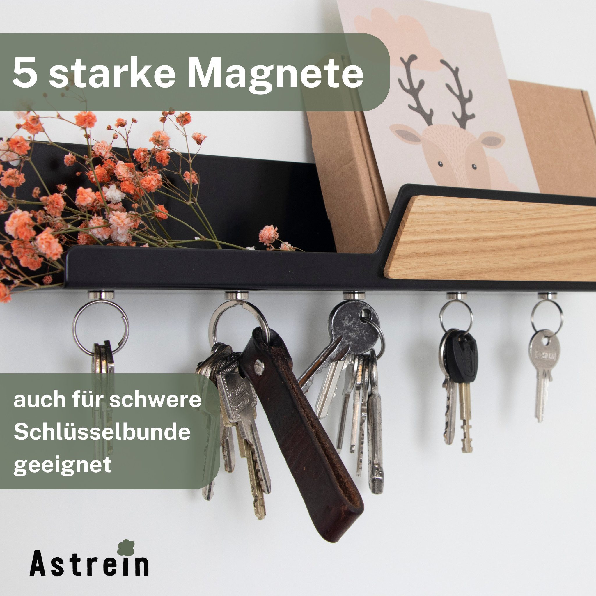 Astrein Schlüsselbrett Magnetisch, Schlüsselboard, Eiche, Schlüsselhalter günstig online kaufen